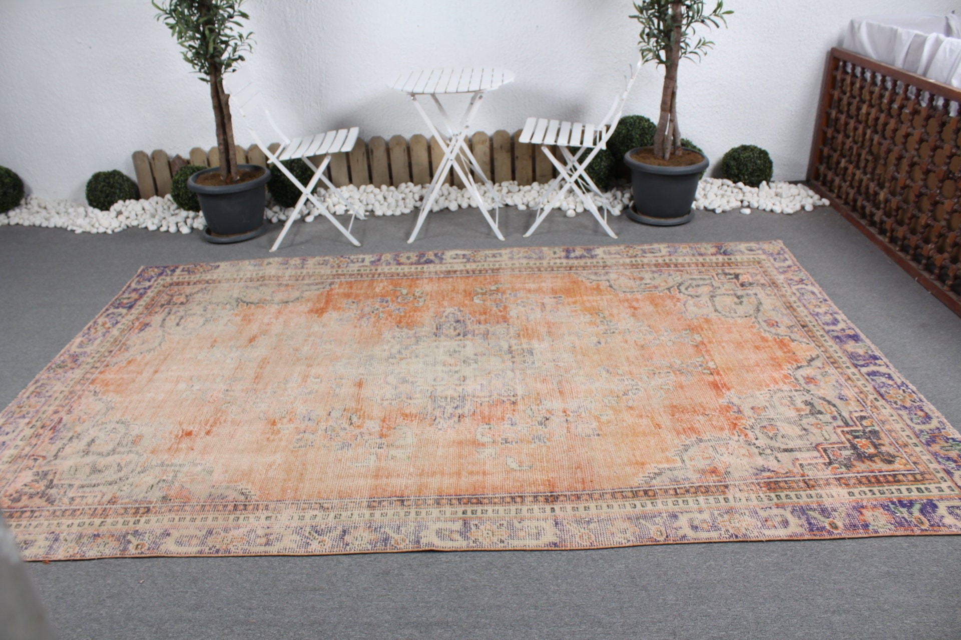 Living Room Rug, Cool Rugs, Anatolian Rug, 6.2x10.8 ft Large Rug, Dining Room Rug, Floor Rug, Turkish Rugs, Vintage Rug, Orange Antique Rug