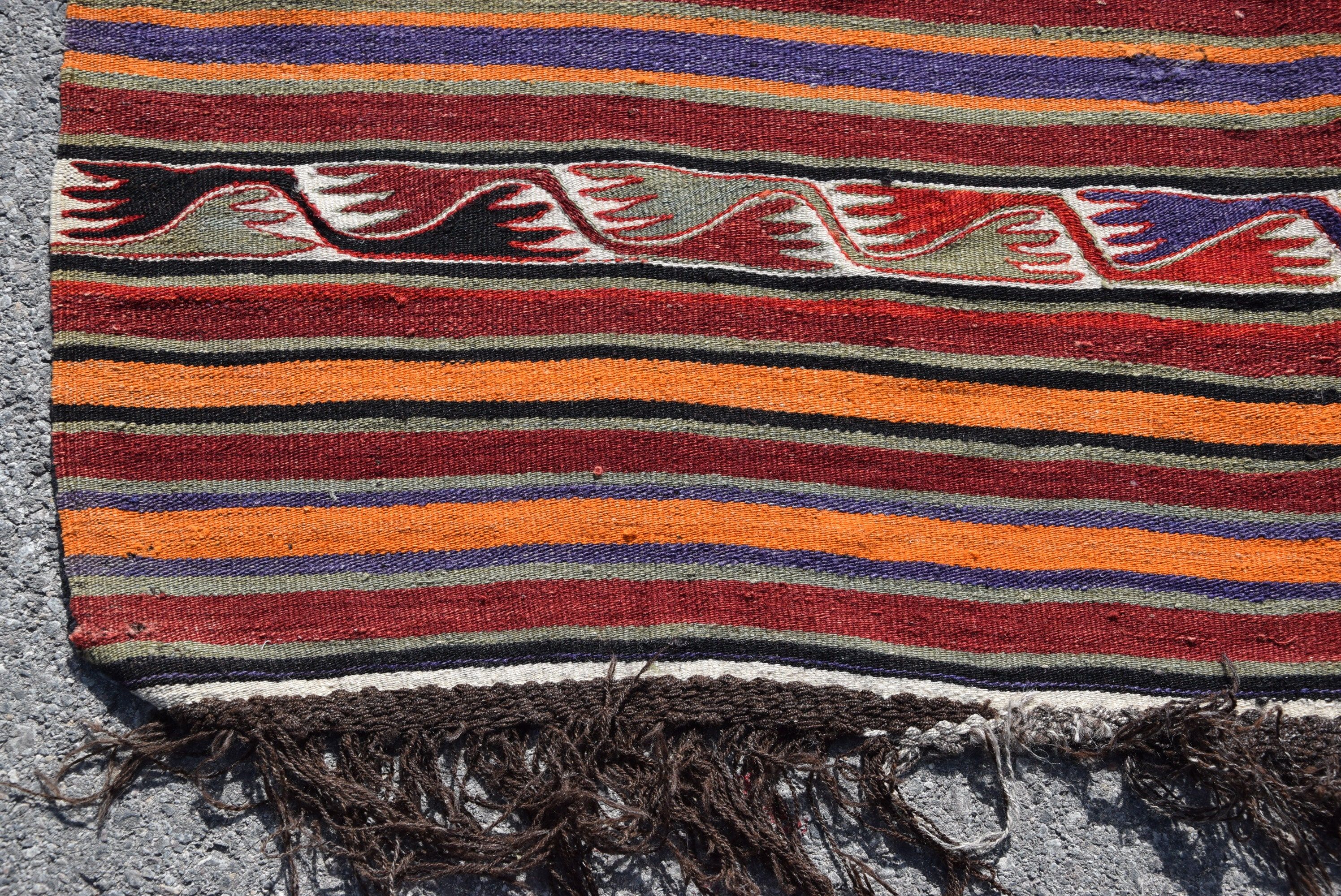 Oryantal Halı, Kilim, 4.5x13.2 ft Yolluk Halısı, Merdiven Halısı, Kırmızı Oushak Halısı, Türk Halıları, Vintage Halılar, Düğün Halısı, Fas Halıları, Koridor Halısı