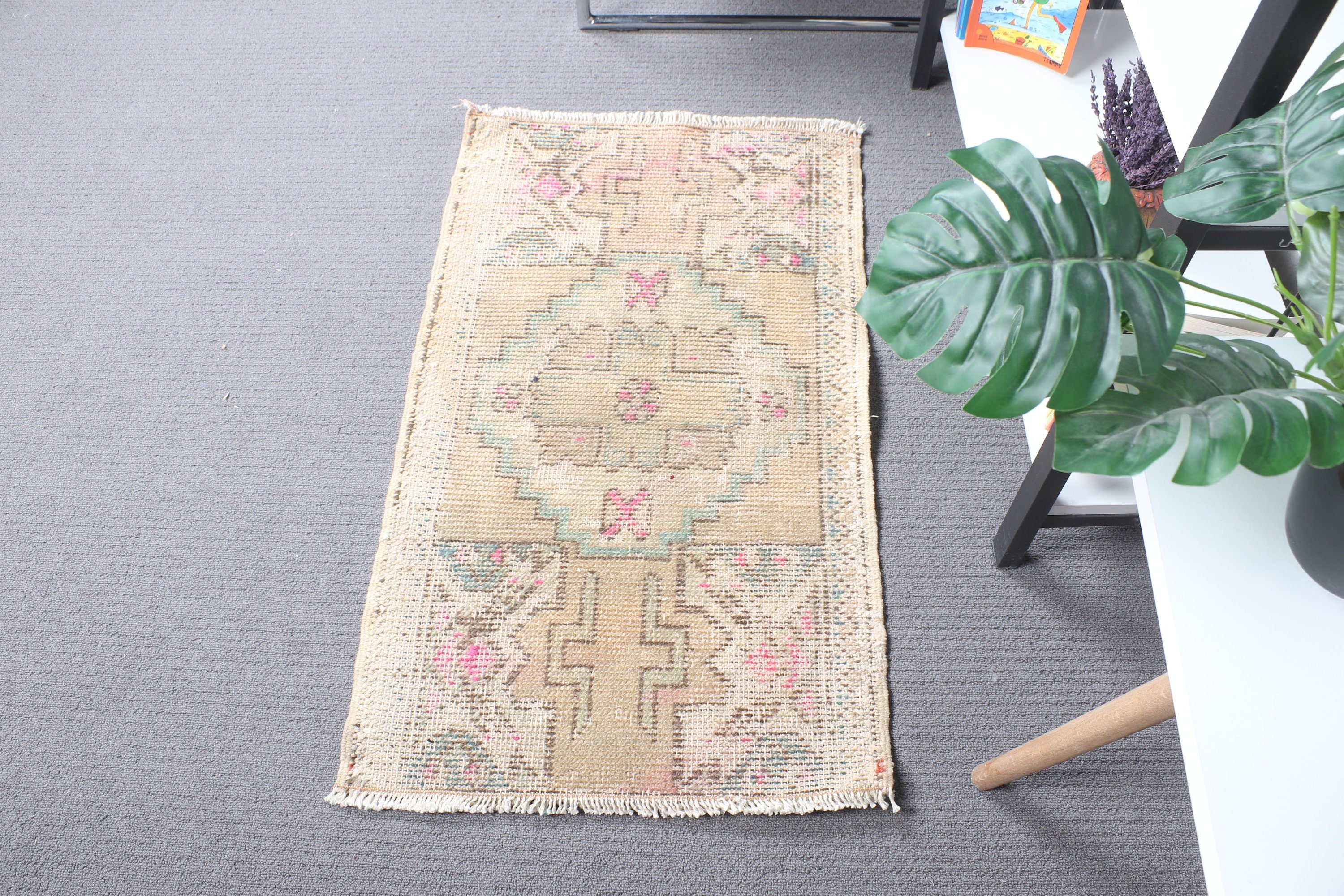 1.6x2.7 ft Küçük Halı, Türk Halısı, Giriş Halıları, Vintage Halılar, Lüks Halılar, Kahverengi Açıklama Halısı, Boho Halıları, Küçük Alan Halısı, Kabile Halıları