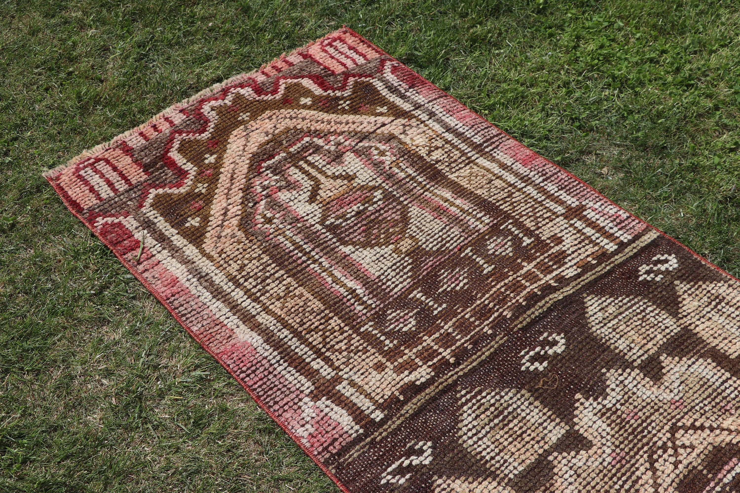 Koridor Halısı, Boho Halısı, Vintage Halılar, Kahverengi Oryantal Halısı, Fas Halısı, Vintage Runner Halıları, 2.2x11 ft Runner Halısı, Türk Halısı