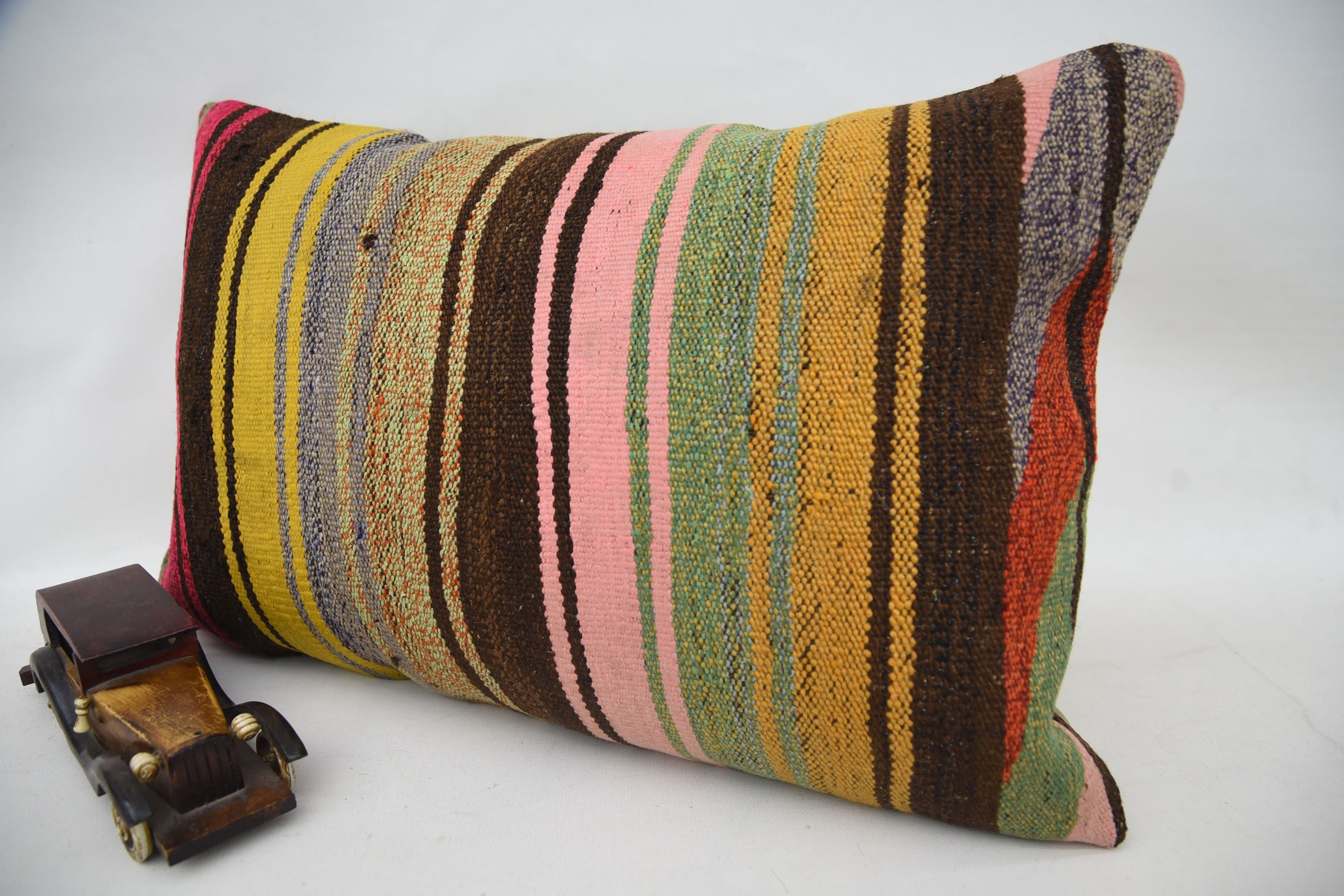 16"x24" Brown Cushion Cover, Kilim Cushion Sham, Gift Pillow, Personalized Gift Pillow Pillow, Ethnical Kilim Rug Pillow, Accent Pillow