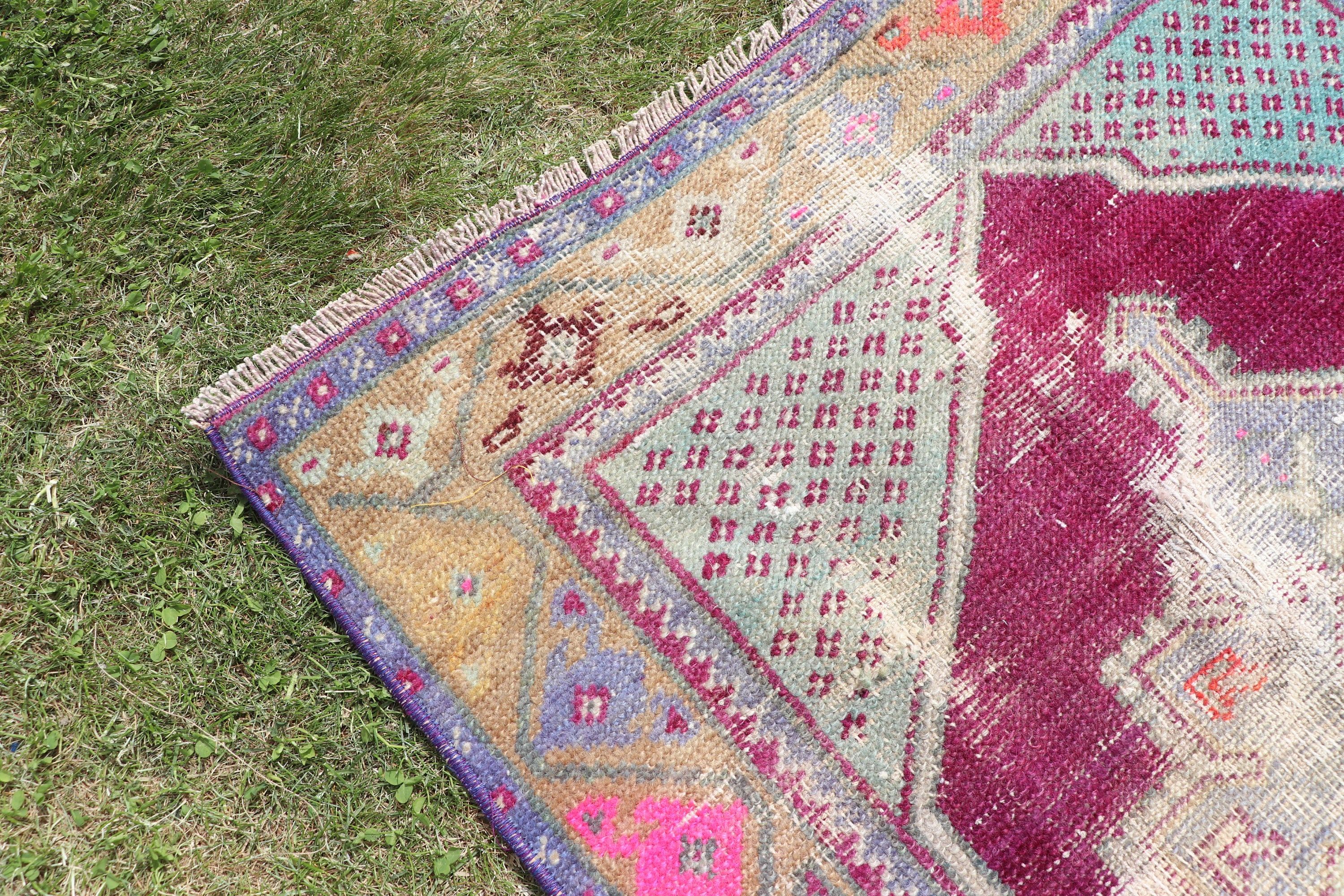 Oryantal Halılar, Uzun Yolluk Halı, Vintage Halı, Mor Oryantal Halı, Yün Halı, Vintage Runner Halıları, Türk Halısı, 2,7x7,4 ft Runner Halıları