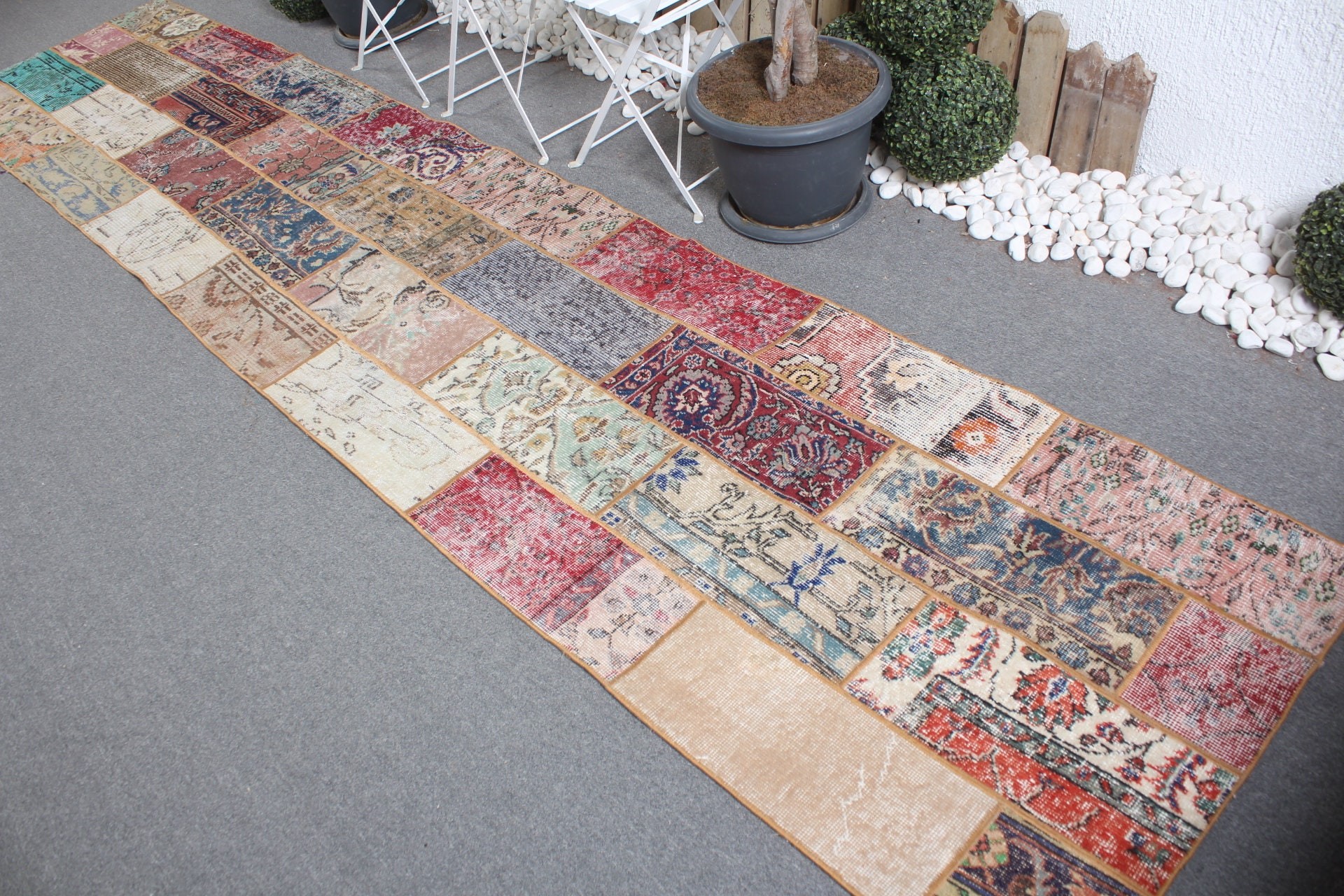 Eclectic Rugs, Wool Rugs, Rainbow Antique Rugs, Hallway Rugs, 2.9x13.6 ft Runner Rug, Vintage Rug, Corridor Rug, Turkish Rug, Antique Rug