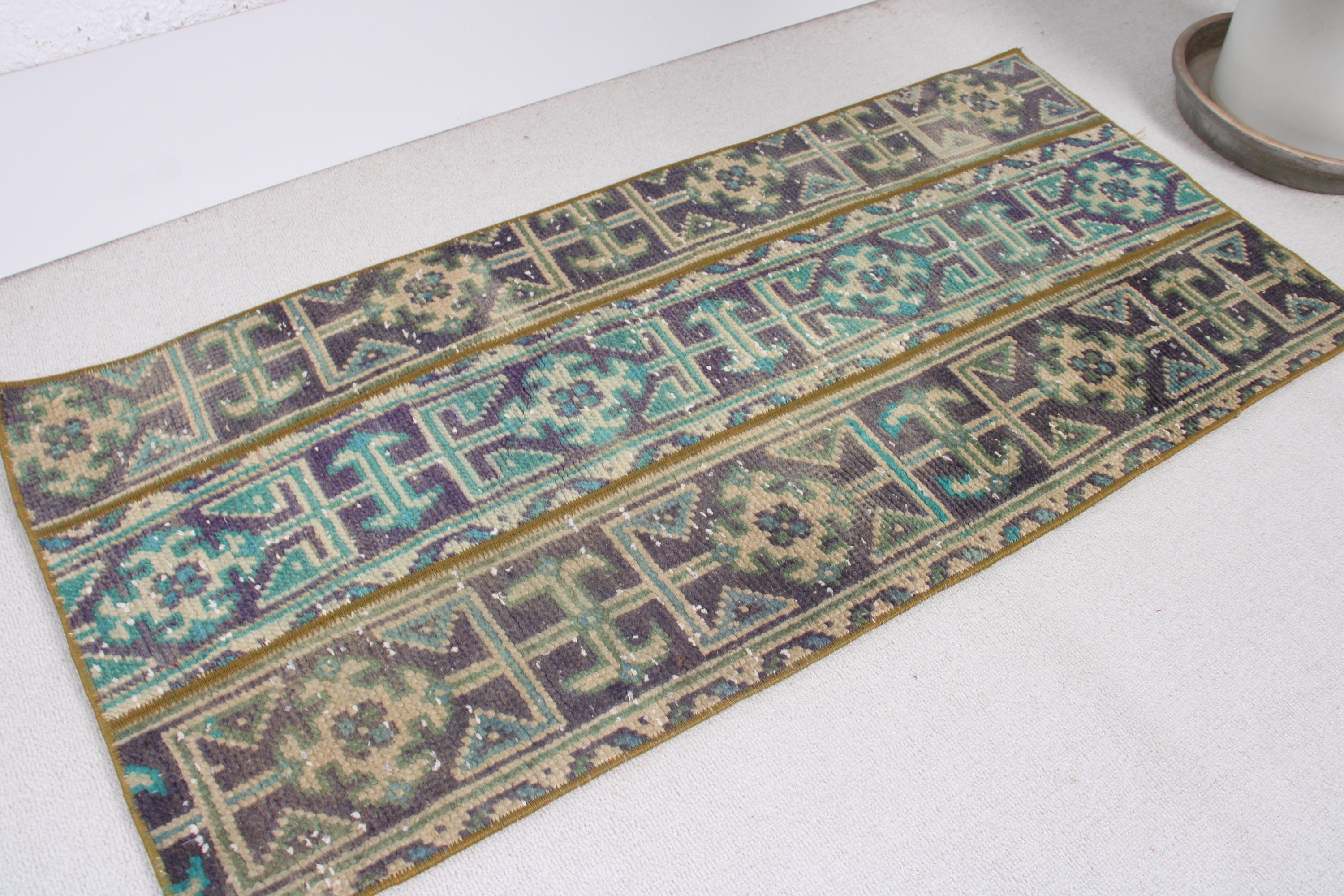 Mavi El Dokuma Halılar, 1.7x3.9 ft Küçük Halı, Vintage Halı, Lüks Halılar, Duvara Asılı Halılar, Türk Halısı, Fas Halısı, Boho Halıları, Banyo Halıları