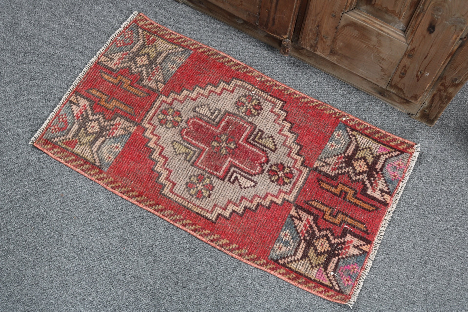 Kitchen Rugs, Red Modern Rugs, Entry Rugs, Boho Rugs, Modern Rug, Turkish Rugs, Vintage Rugs, Rugs for Nursery, 1.5x2.8 ft Small Rug