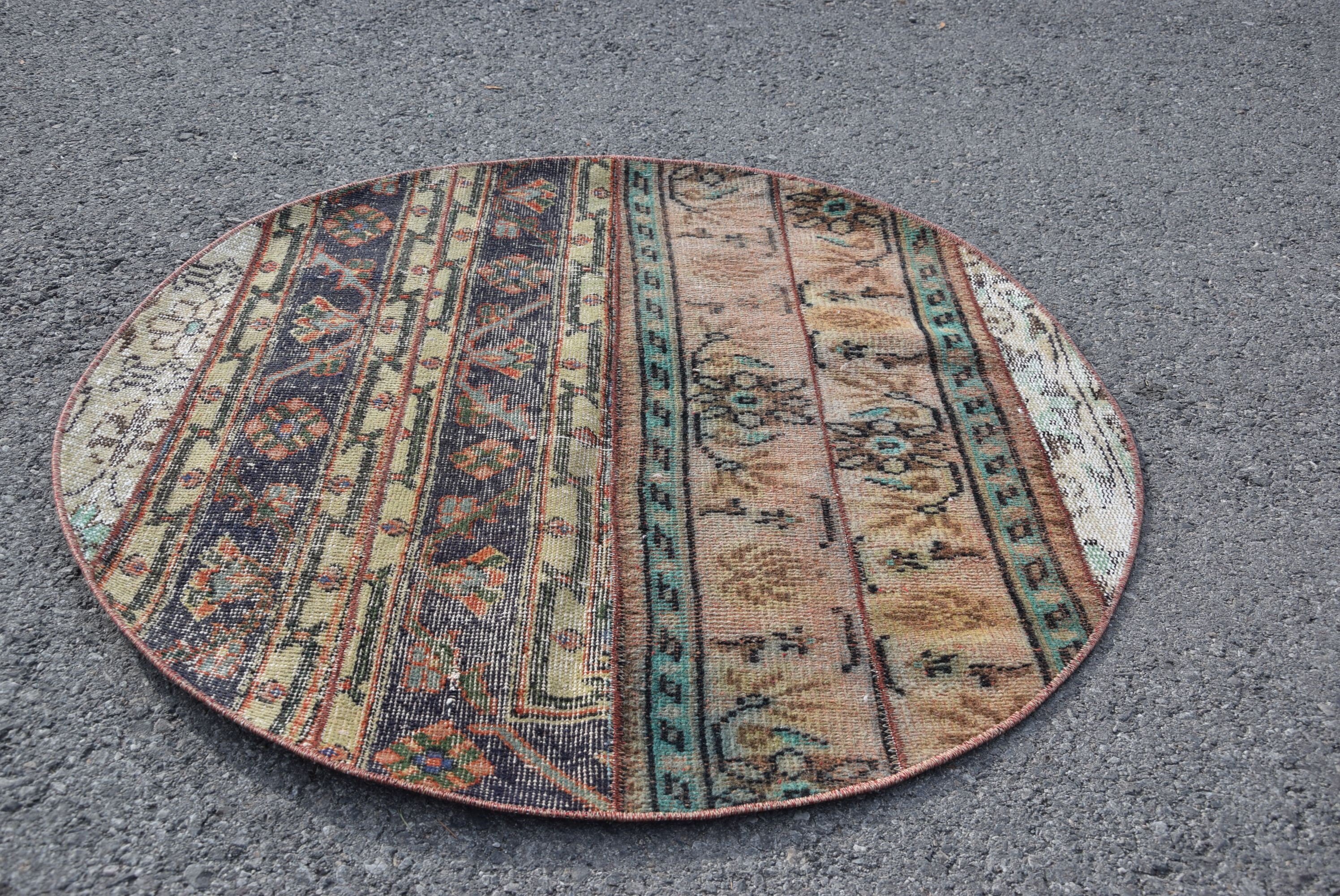 Giriş Halısı, Mutfak Halısı, Mavi Oushak Halıları, Oushak Halısı, Türk Halısı, 3,1x3,1 ft Küçük Halı, Vintage Halılar, Anadolu Halısı, Çocuk Odası Halıları