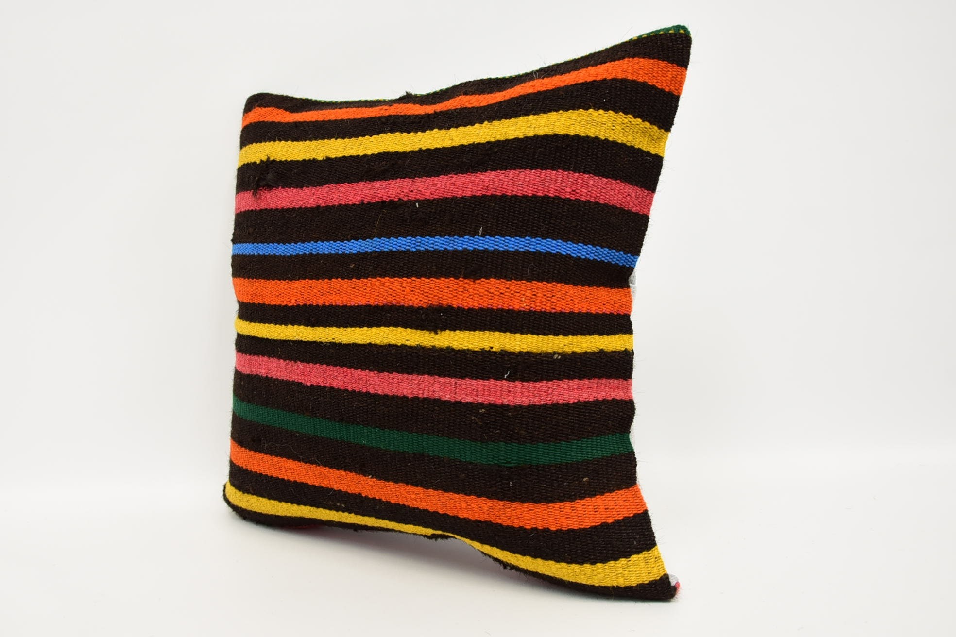 Antique Pillows, 16"x16" Rainbow Cushion Cover, Muted Pillow Case, Couch Pillow Sham, Kilim Cushion Sham, Pillow for Couch