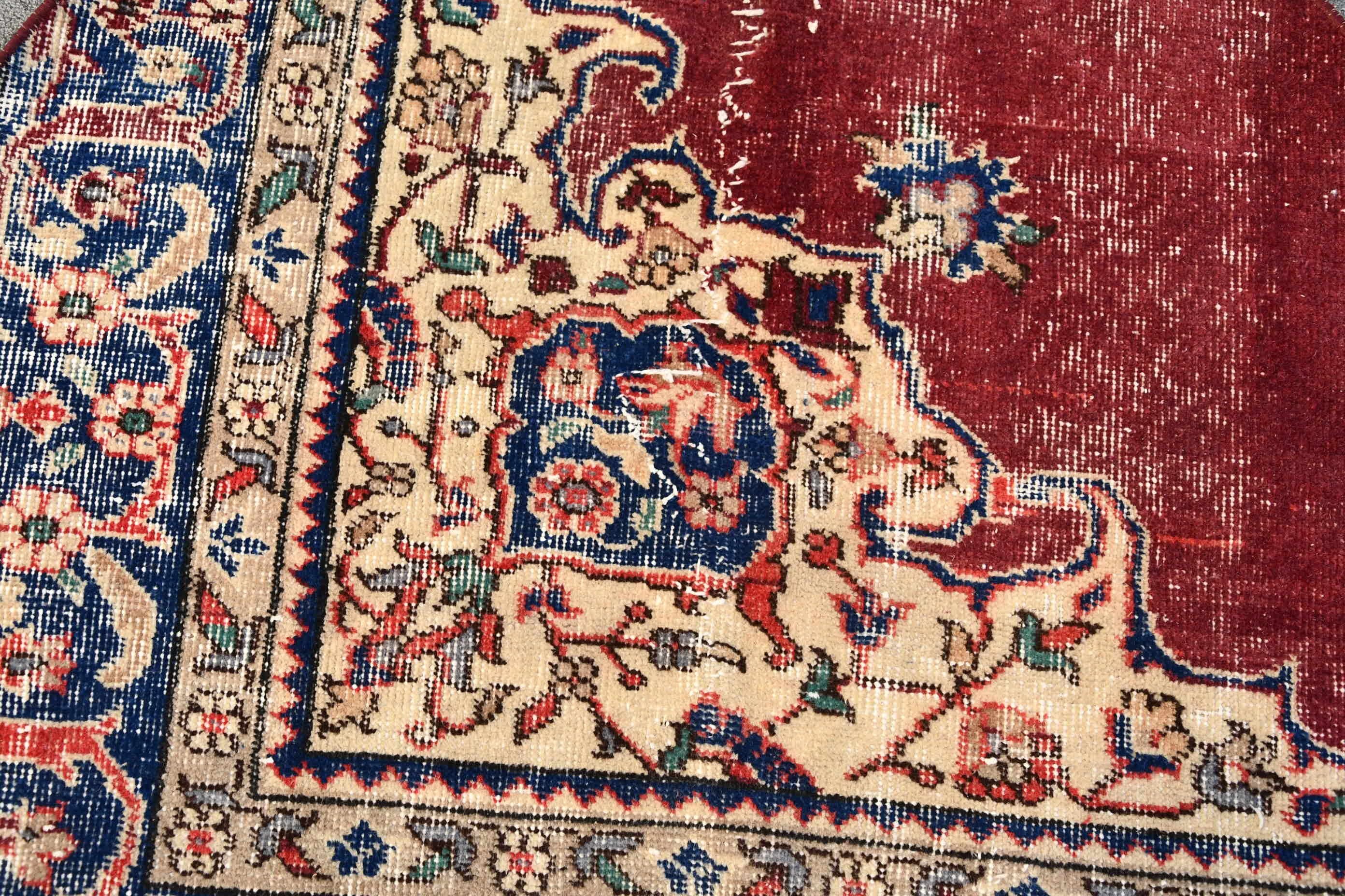 Vintage Rug, Turkish Rug, Rugs for Door Mat, Bath Rug, Door Mat Rug, Moroccan Rug, Red Oriental Rugs, Cool Rug, 3.1x3.1 ft Small Rug