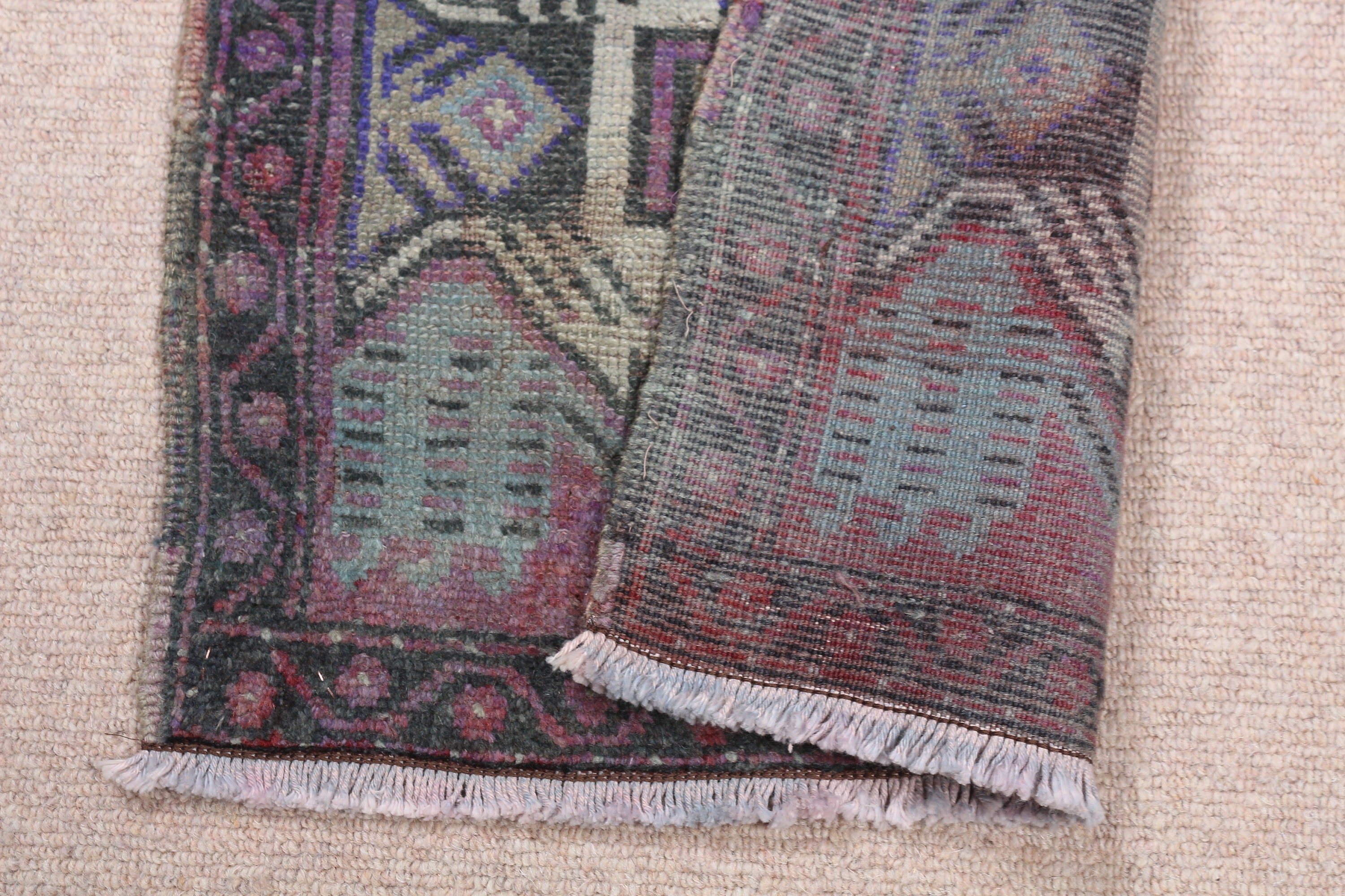 Antika Halı, Giriş Halıları, Araba Paspas Halısı, Türk Halısı, 1.6x3.2 ft Küçük Halı, Vintage Halı, Mor Ev Dekor Halısı, Mutfak Halısı, Giriş Halısı