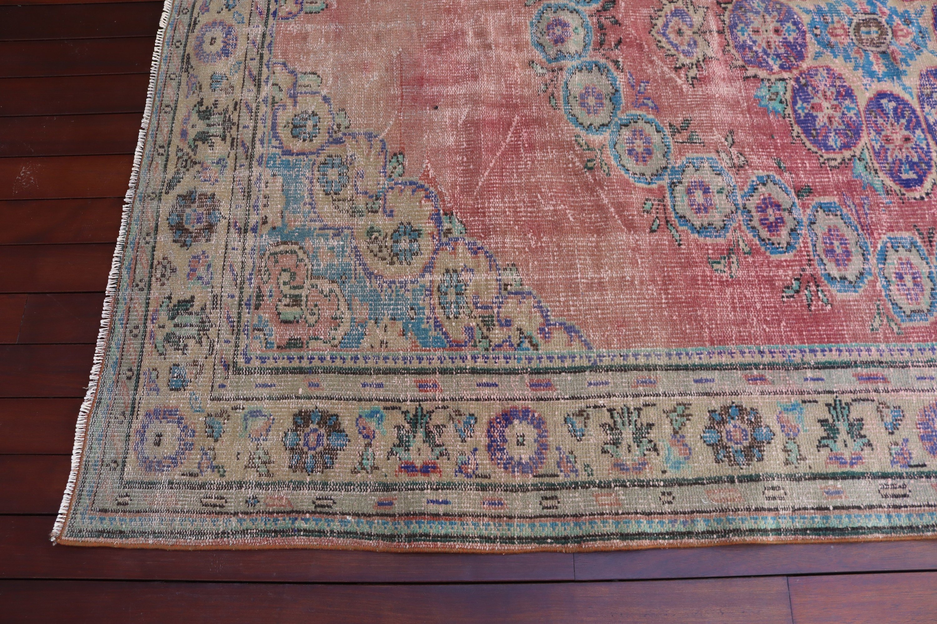 Yün Halı, Büyük Boho Halı, 6.1x9.1 ft Büyük Halılar, Türk Halıları, Büyük Oushak Halıları, Kırmızı Düz ​​Dokuma Halı, Vintage Halılar