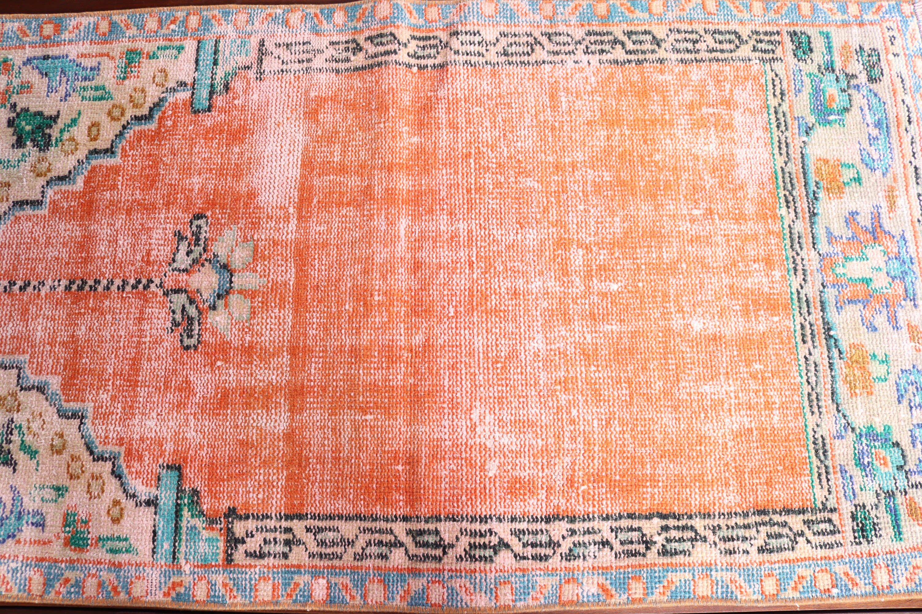 Vintage Rug, Handwoven Rugs, Floor Rug, Orange Antique Rugs, Small Area Rug, Nursery Rug, 2.4x4.3 ft Small Rug, Statement Rug, Turkish Rug