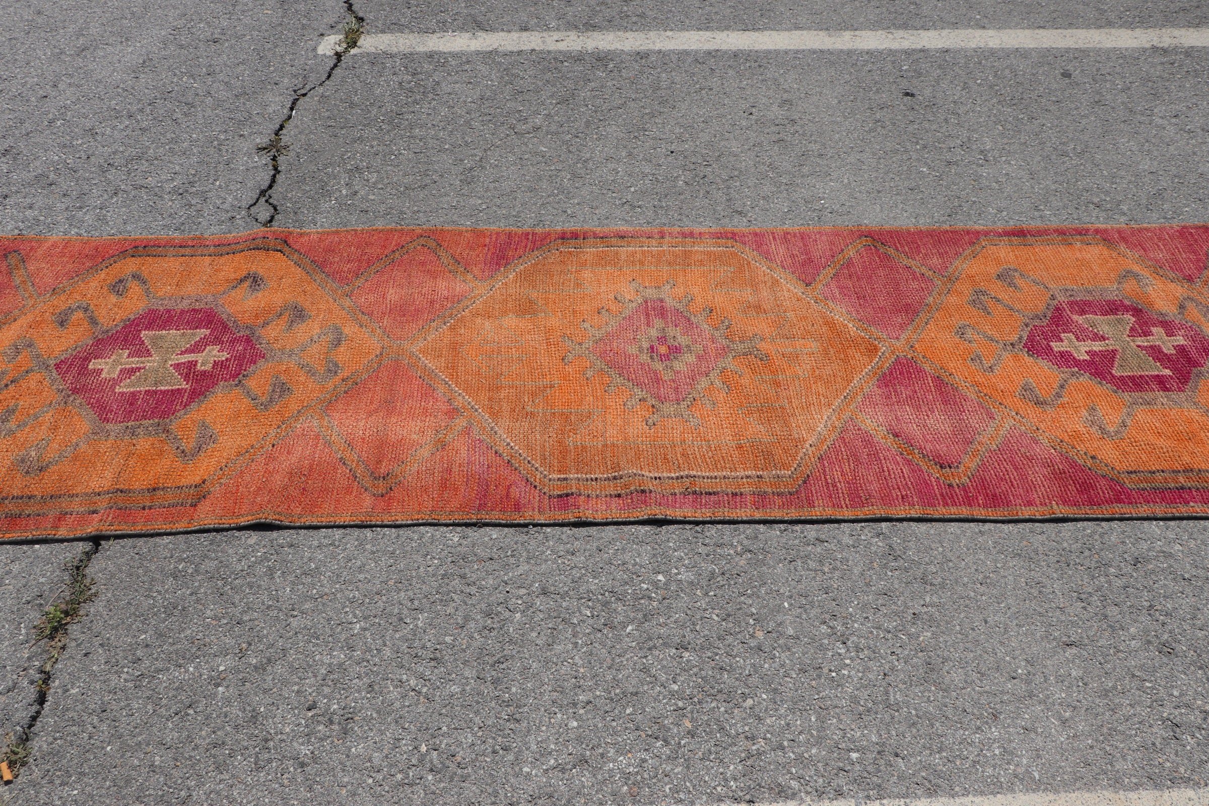 Fas Halısı, Antika Halı, Turuncu Antika Halı, Koridor Halıları, Kabile Halıları, Koridor Halısı, 3x10.5 ft Koşucu Halısı, Türk Halısı, Vintage Halılar