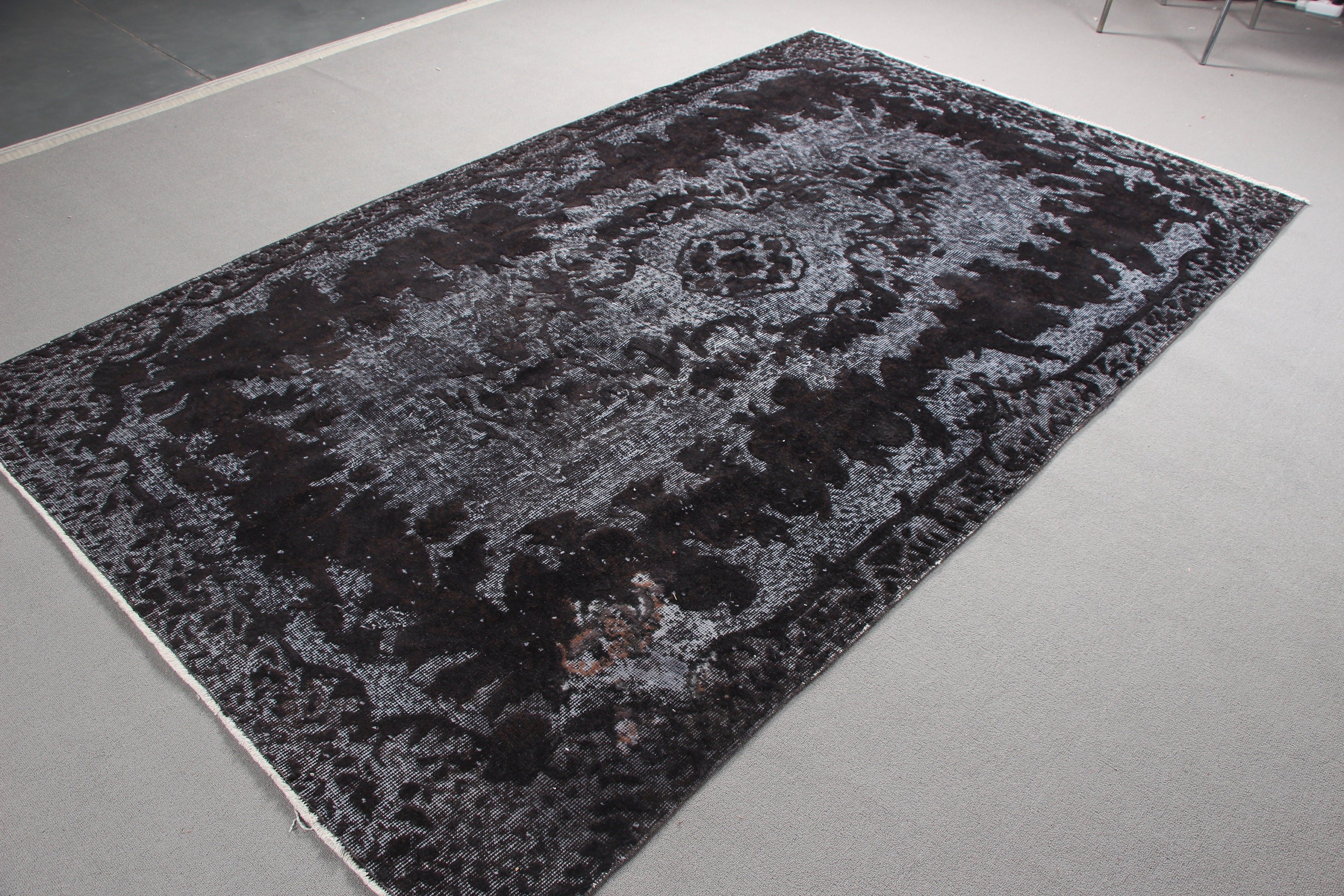 Large Boho Rugs, Vintage Rug, Luxury Rug, Turkish Rug, Neutral Rug, 5.7x9.3 ft Large Rugs, Rugs for Bedroom, Black Wool Rug, Salon Rugs