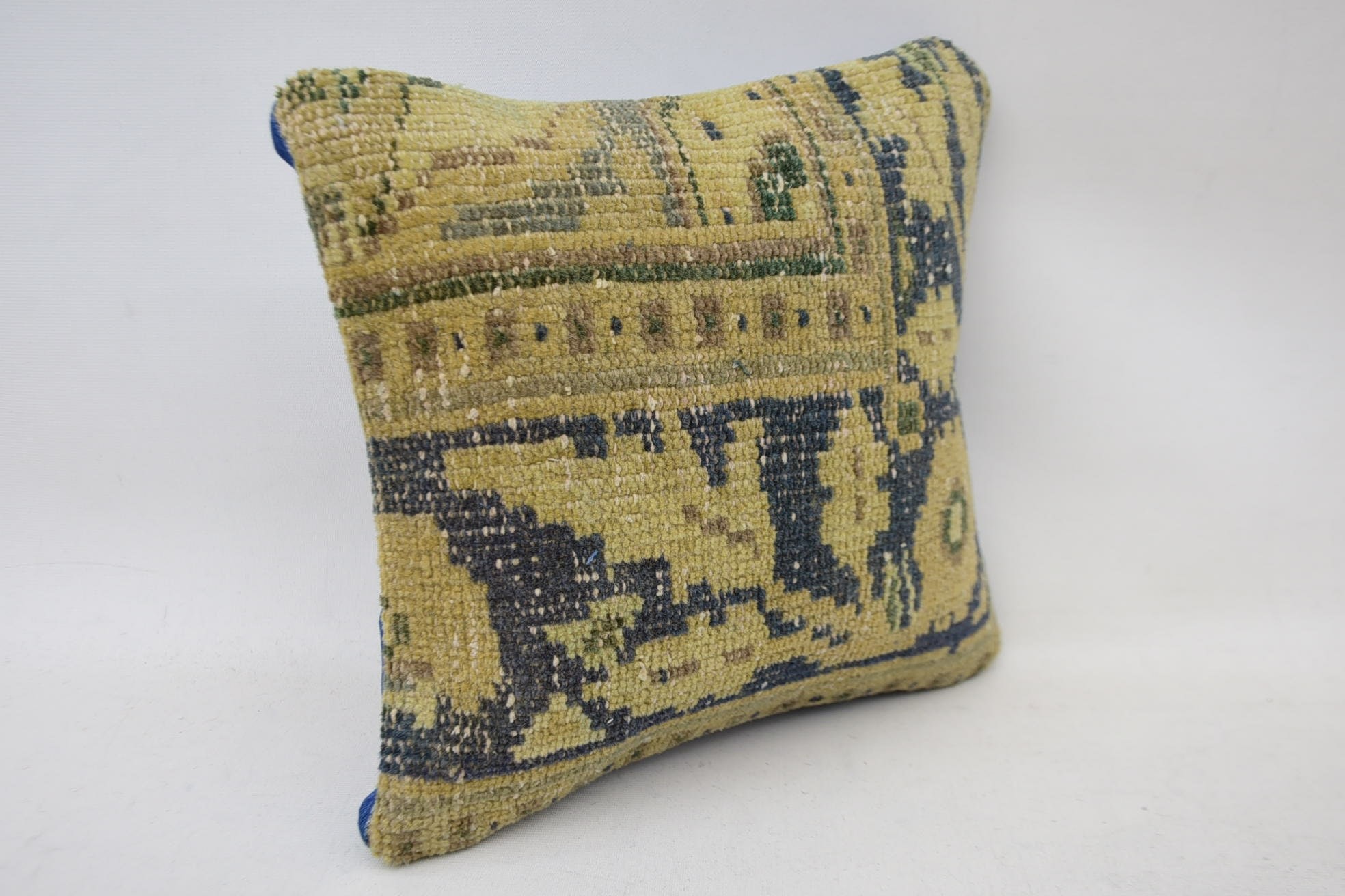 12"x12" Beige Cushion Case, Knitted Pillow Case, Throw Kilim Pillow, Vintage Kilim Pillow, Ikat Cushion Cover, Boho Pillow