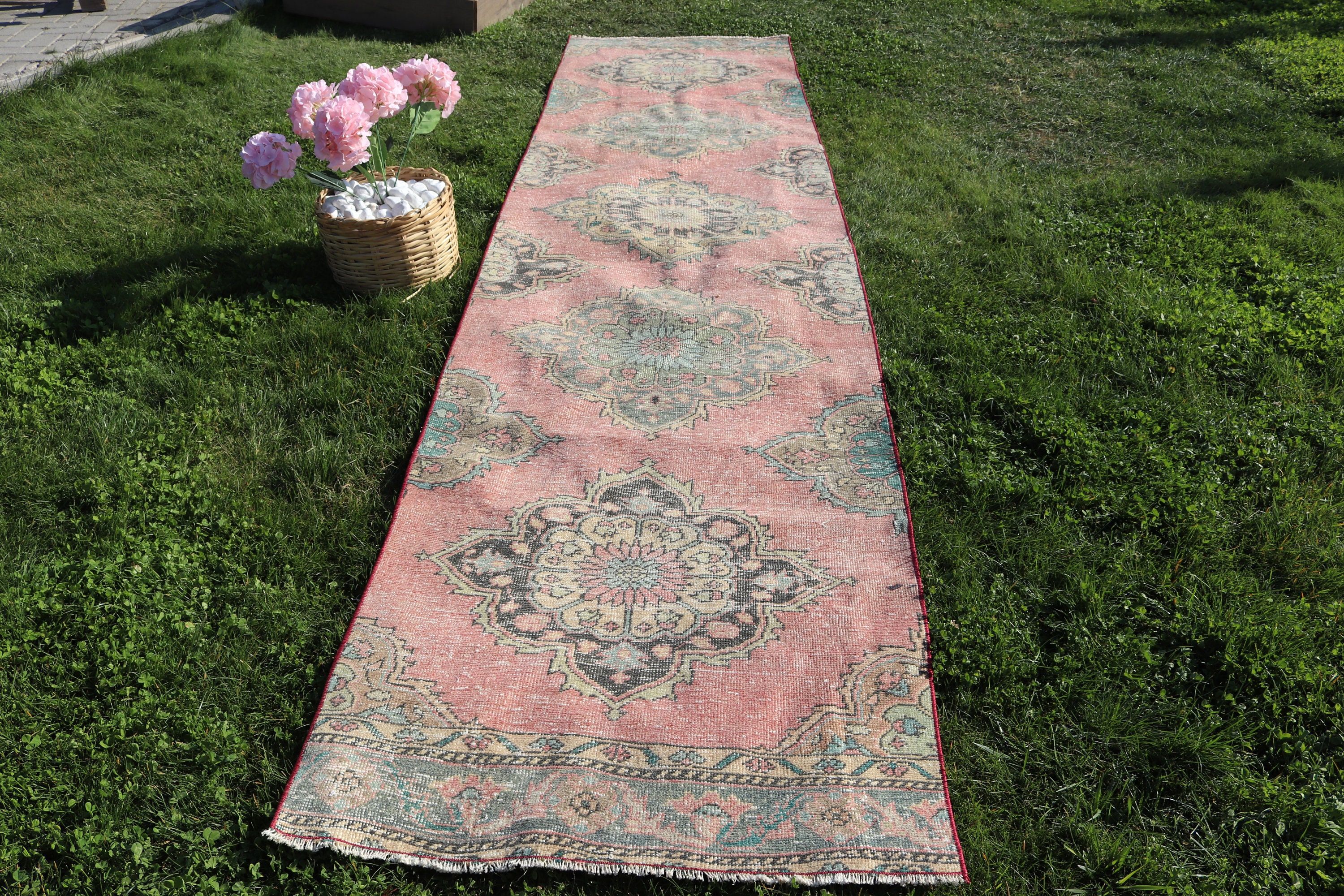 Etnik Halı, Pembe Geometrik Halılar, Boho Halılar, Uzun Yolluk Halılar, Vintage Halılar, 3x12.5 ft Yolluk Halı, Türk Halısı, Merdiven Halıları, Lüks Halılar