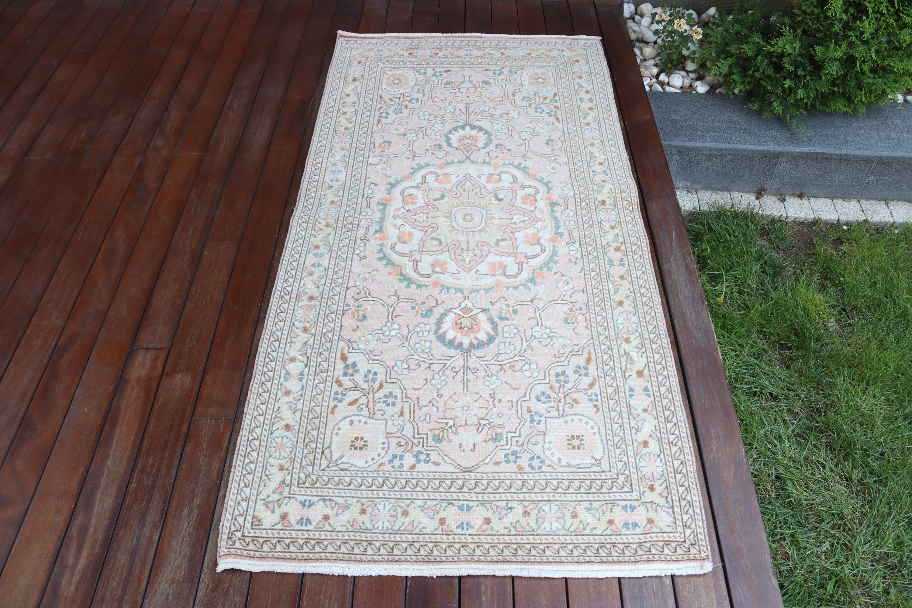 Bedroom Rug, Turkish Rugs, Beige Home Decor Rug, Boho Rugs, Boho Accent Rug, 3x6 ft Accent Rugs, Oushak Rugs, Artistic Rug, Vintage Rug