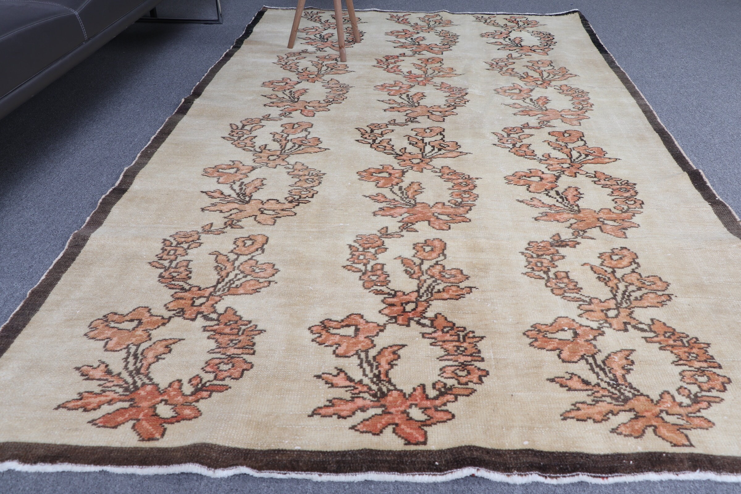 Türk Halısı, Sarı Oryantal Halılar, Ofis Halısı, 4.9x8.5 ft Büyük Halı, Yün Halı, Oturma Odası Halısı, Antika Halı, Vintage Halı, Yatak Odası Halısı