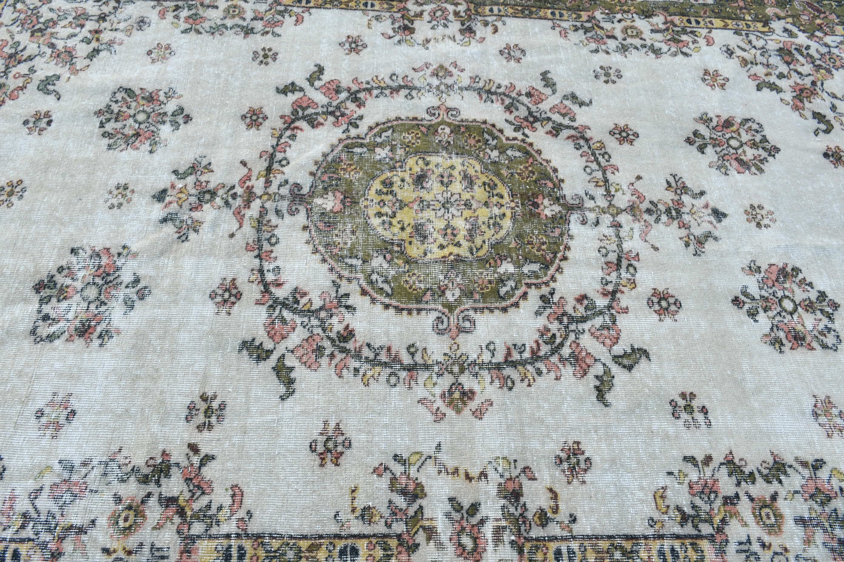 Vintage Rugs, Beige Floor Rugs, Oriental Rugs, Floor Rug, 6x8.9 ft Large Rug, Vintage Decor Rug, Turkish Rug, Salon Rugs, Living Room Rugs