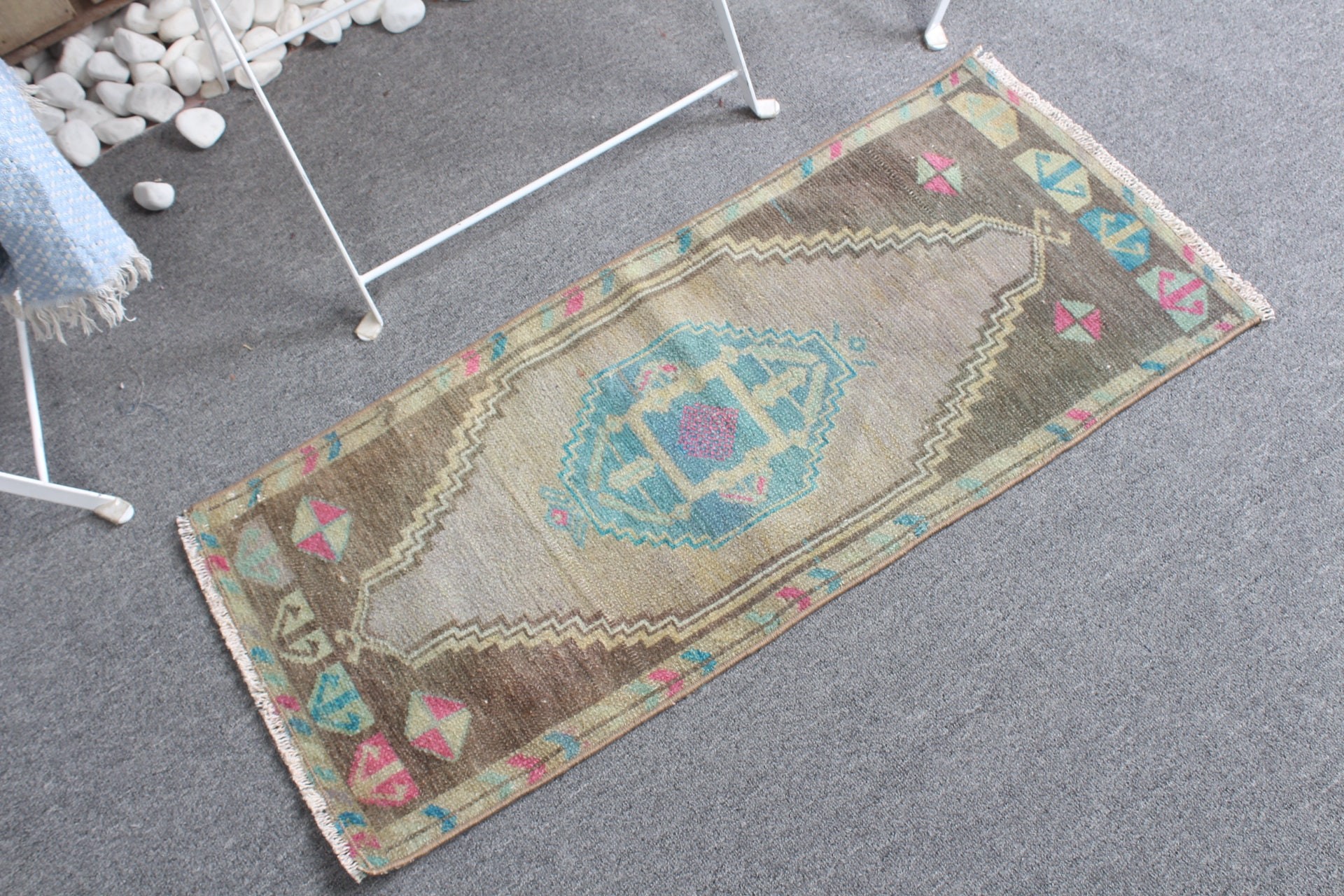 Home Decor Rug, Floor Rug, Gray Moroccan Rug, 1.3x3 ft Small Rug, Rugs for Car Mat, Entry Rug, Vintage Rug, Car Mat Rugs, Turkish Rugs