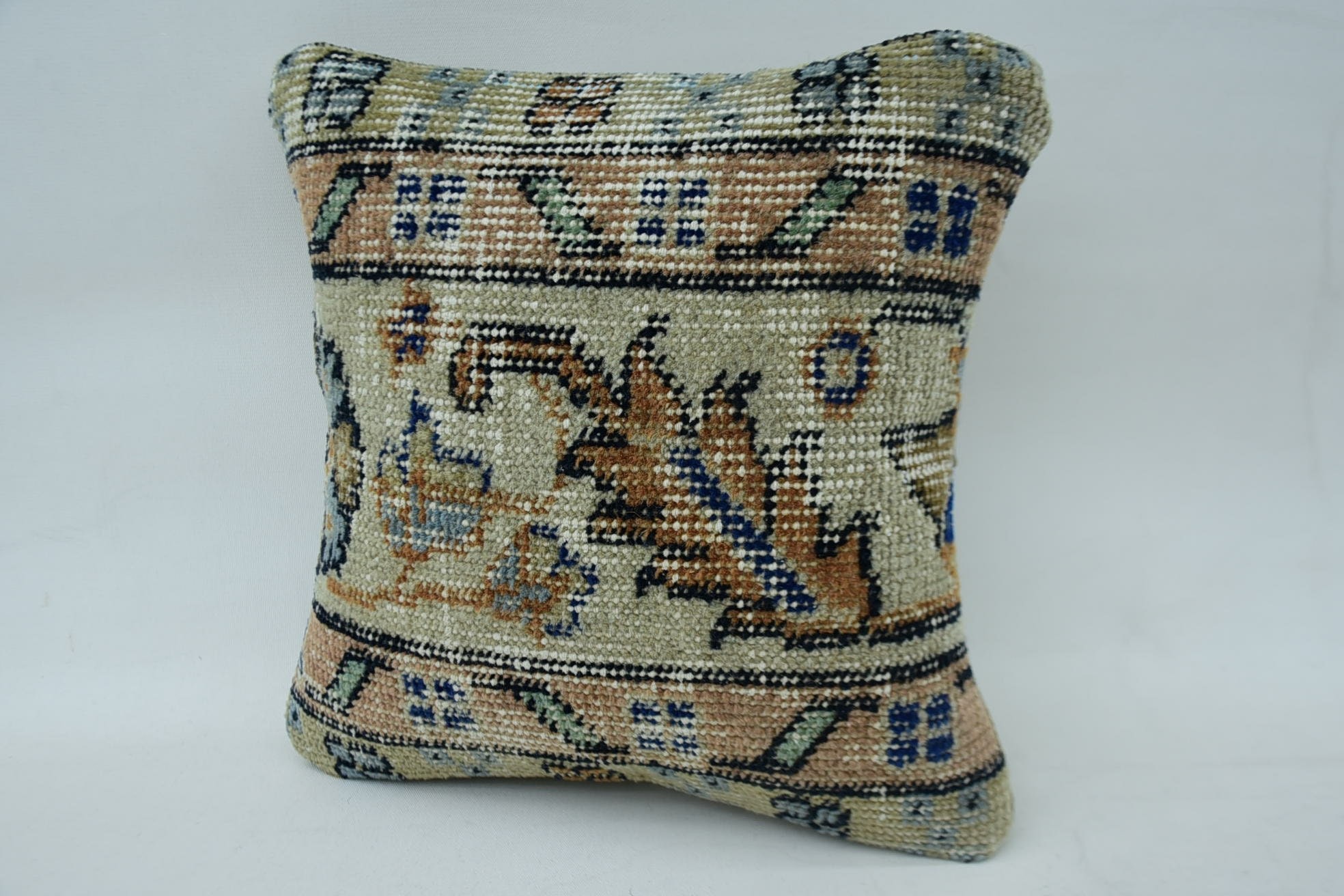 Anatolian Cushion, Wholesale Pillow Case, Antique Pillows, Floor Cushion Case, Pillow for Sofa, 12"x12" Beige Cushion, Kilim Pillow Cover