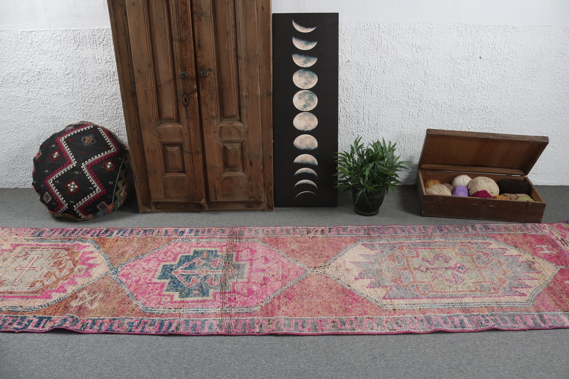 Turkish Rug, Vintage Rugs, Beige Boho Rug, Aztec Rug, Hallway Rug, 2.9x11.6 ft Runner Rug, Flatweave Rug, Cool Rug, Beni Ourain Runner Rugs