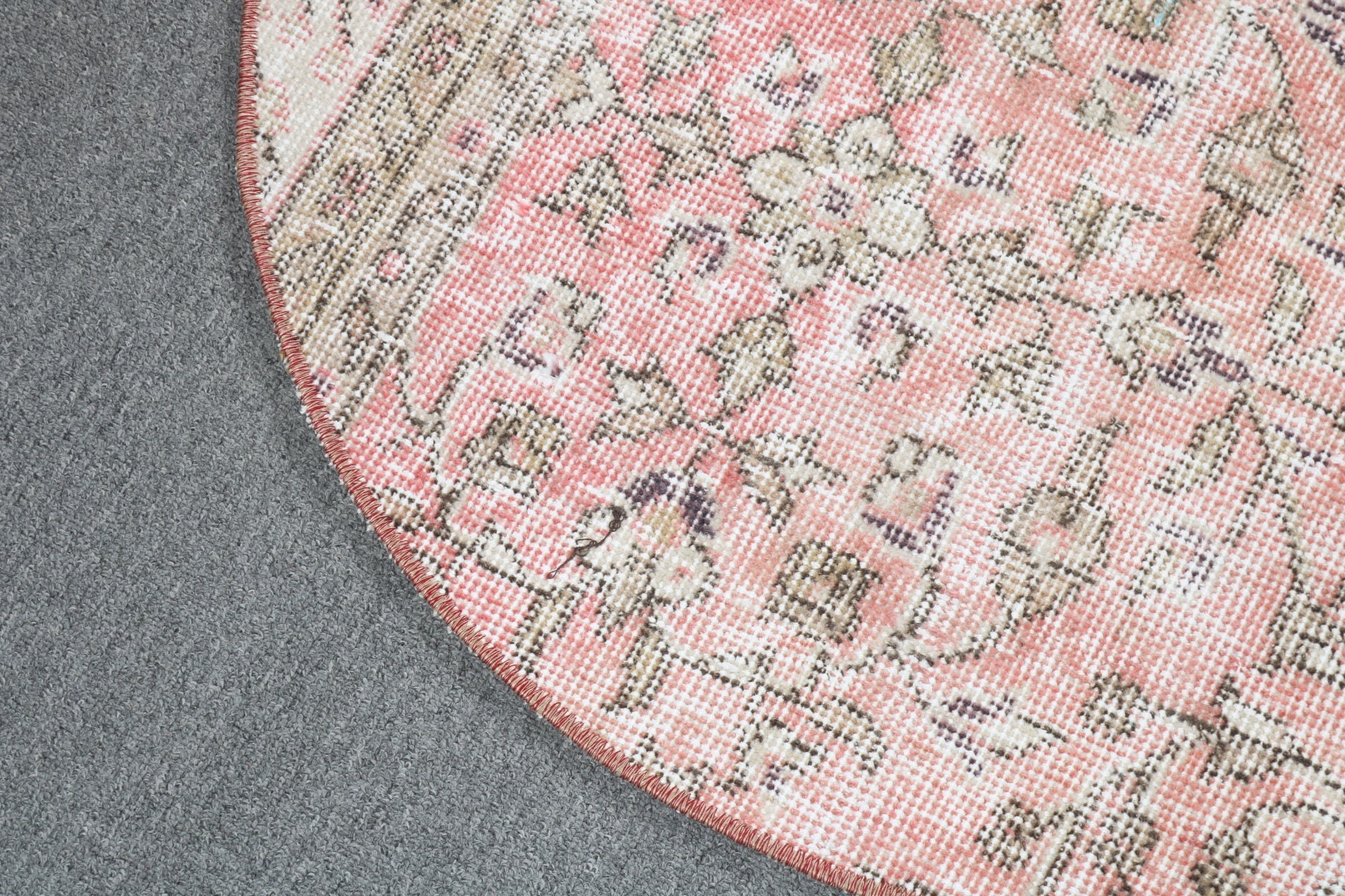 Pembe Geometrik Halılar, Antika Halı, Mutfak Halısı, Sanatsal Halı, Vintage Halı, Araba Paspas Halısı, Giriş Halıları, 2.6x2.6 ft Küçük Halı, Türk Halıları