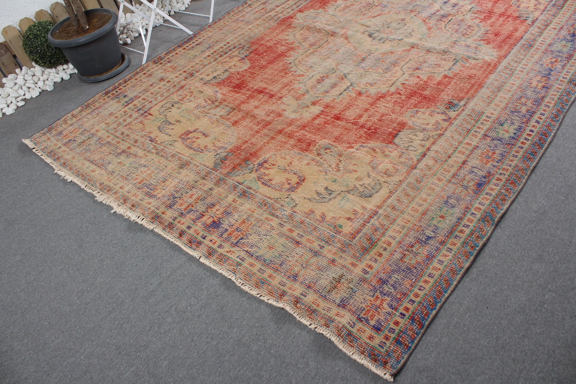 7.1x11.3 ft Oversize Rug, Vintage Rug, Oriental Rug, Red Cool Rug, Dining Room Rug, Rugs for Salon, Salon Rugs, Turkish Rugs, Bedroom Rugs