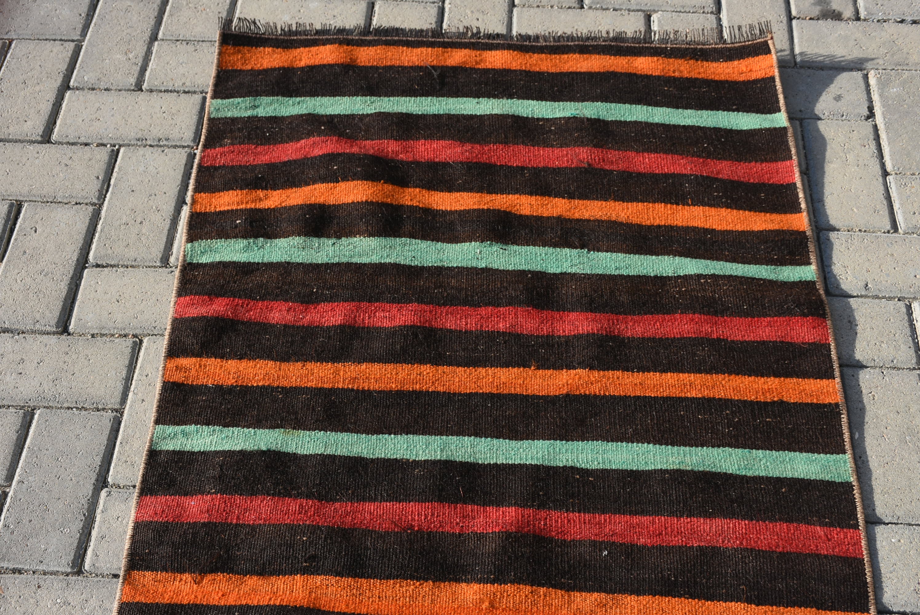 Office Rug, Cool Rug, Turkish Rug, 2.6x5.4 ft Small Rug, Black Floor Rug, Vintage Rugs, Door Mat Rugs, Kilim, Bedroom Rug, Oushak Rug