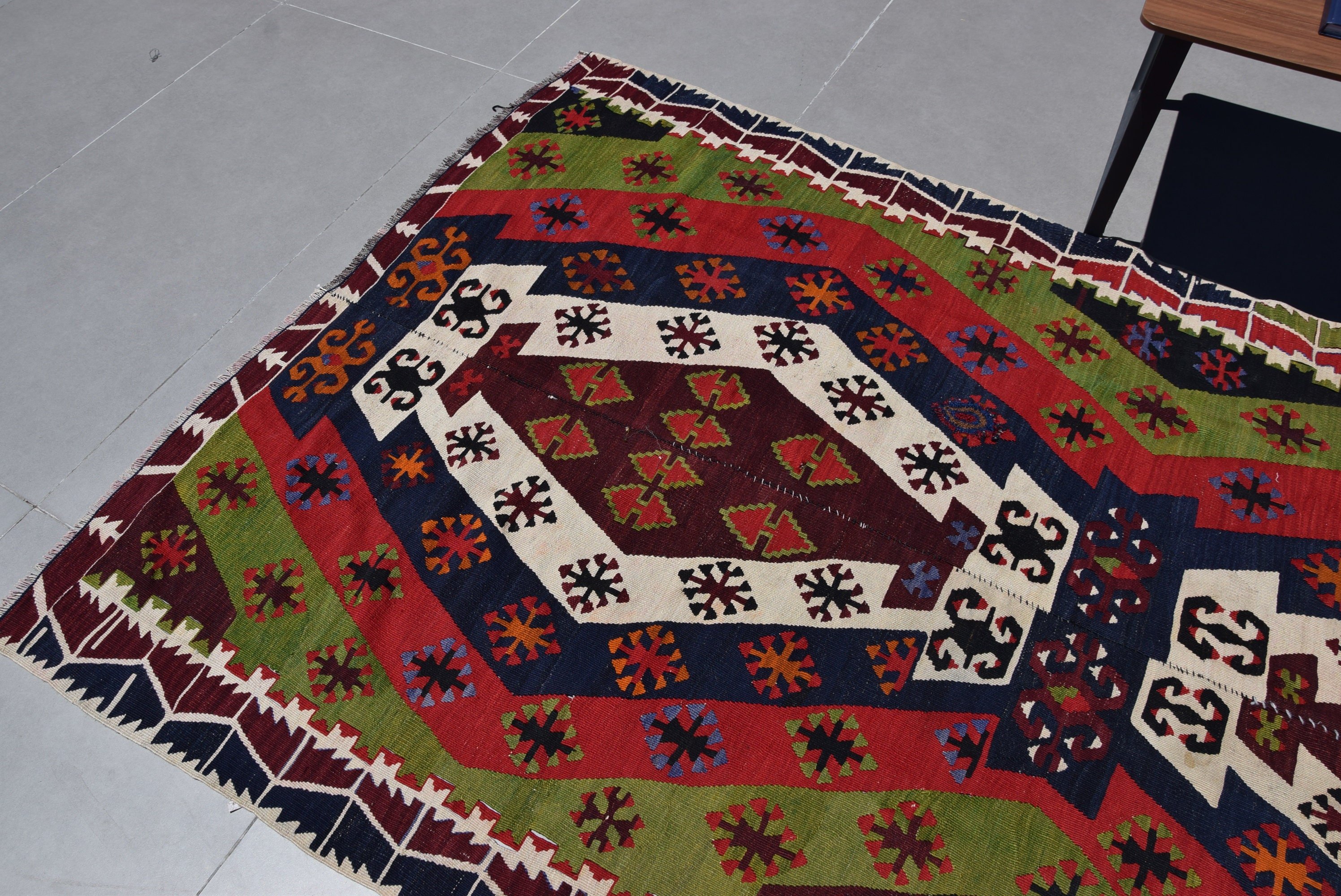 Ev Dekorasyonu Halıları, Kırmızı Oushak Halısı, Türk Halıları, Vintage Halı, Yemek Odası Halısı, Eski Halılar, Salon Halısı, 4.9x11.5 ft Büyük Halı, Kilim, Antika Halı