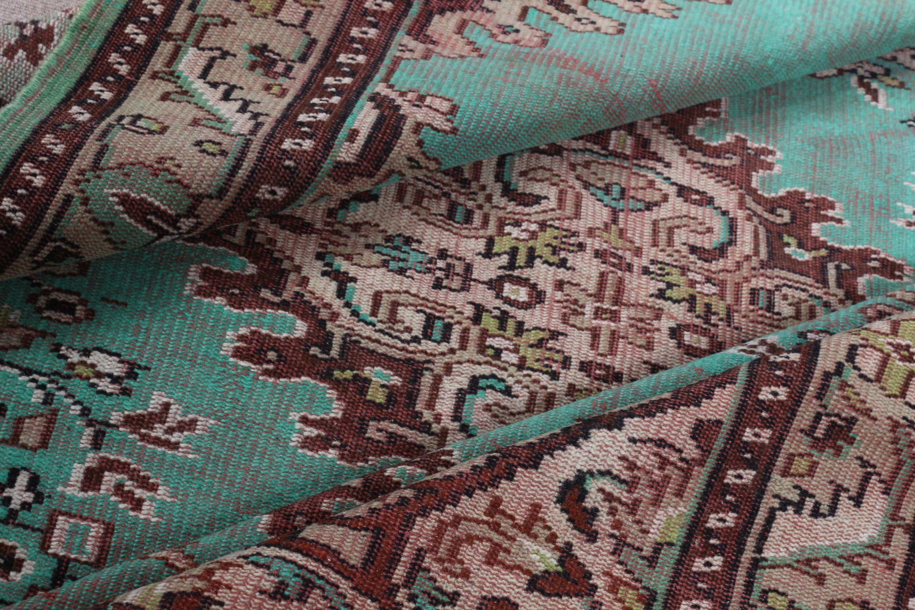 Turkish Rugs, Salon Rugs, Green Wool Rug, Dining Room Rugs, Moroccan Rugs, 6.5x9.5 ft Large Rug, Oriental Rug, Vintage Rugs, Pale Rug