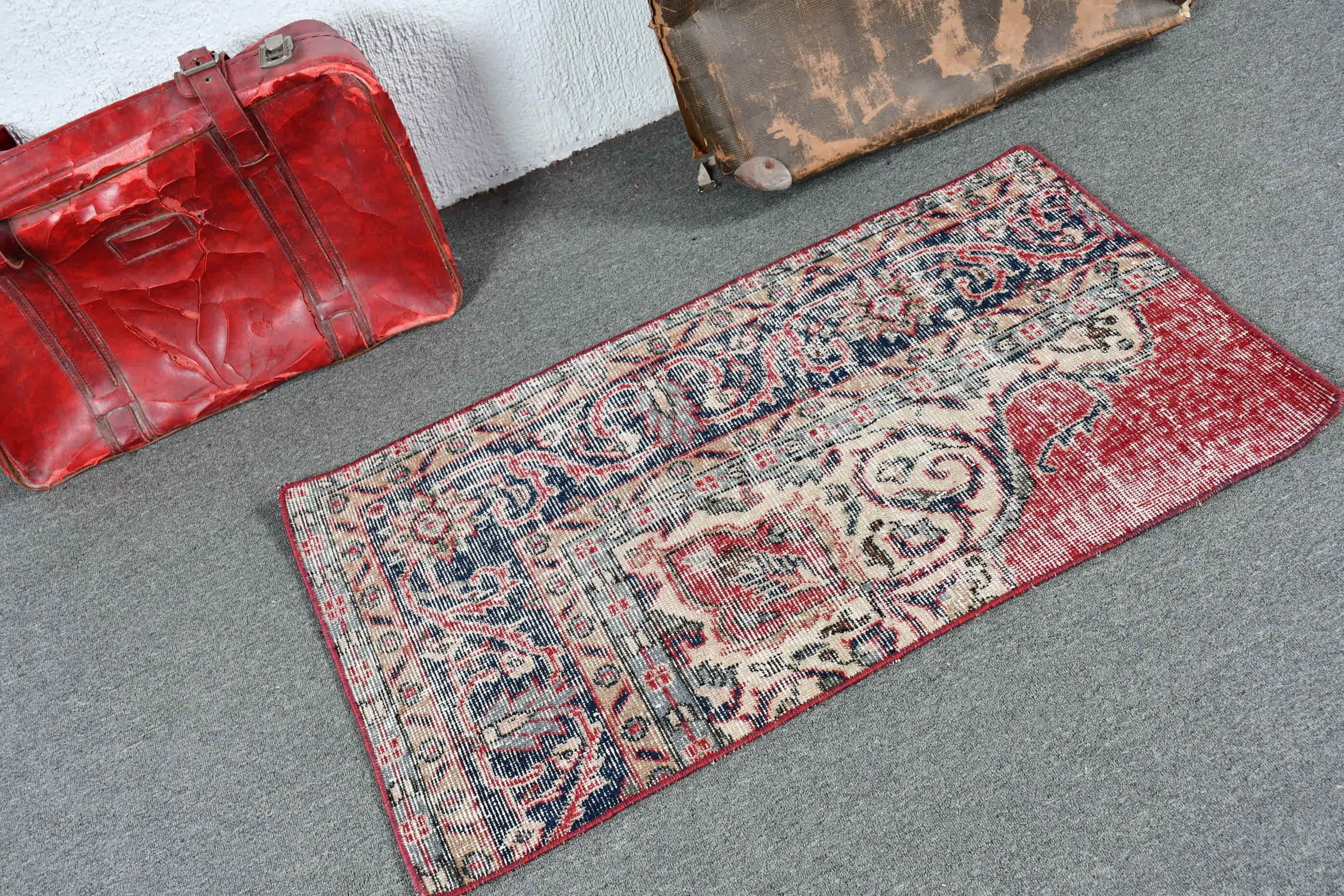 Anatolian Rug, Dorm Rug, Turkish Rug, Bathroom Rugs, Bedroom Rug, Vintage Rug, 2x3.6 ft Small Rug, Blue Home Decor Rugs, Rugs for Bedroom