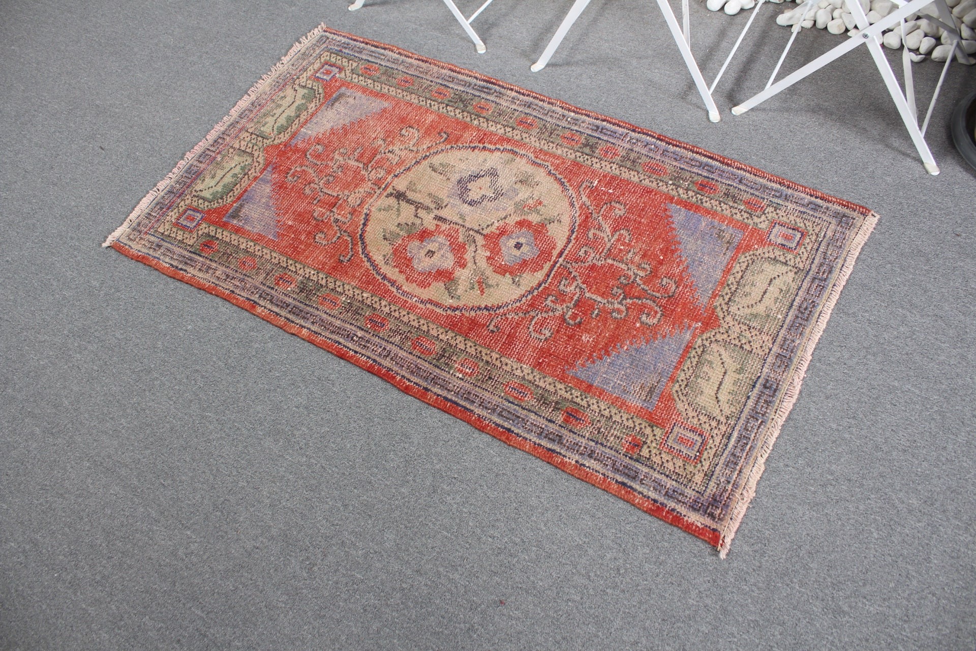 Door Mat Rug, Oriental Rug, Rugs for Door Mat, Vintage Rug, Turkish Rug, 2.6x4.6 ft Small Rug, Kitchen Rugs, Red Floor Rugs, Bedroom Rugs