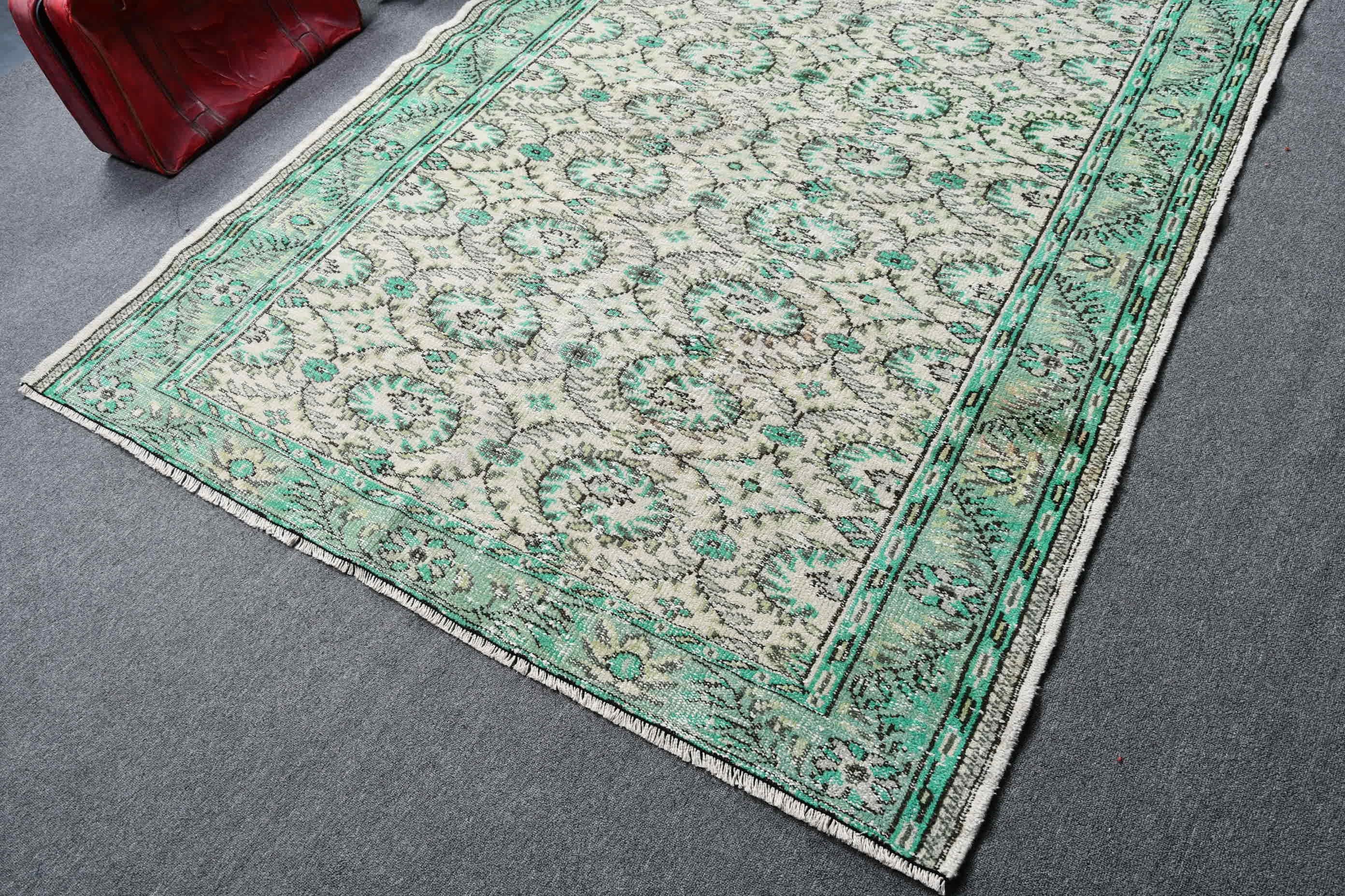 Turkish Rugs, Green Bedroom Rug, Nomadic Rug, Vintage Rugs, Salon Rugs, Dining Room Rug, Antique Rug, 5.5x8.8 ft Large Rugs