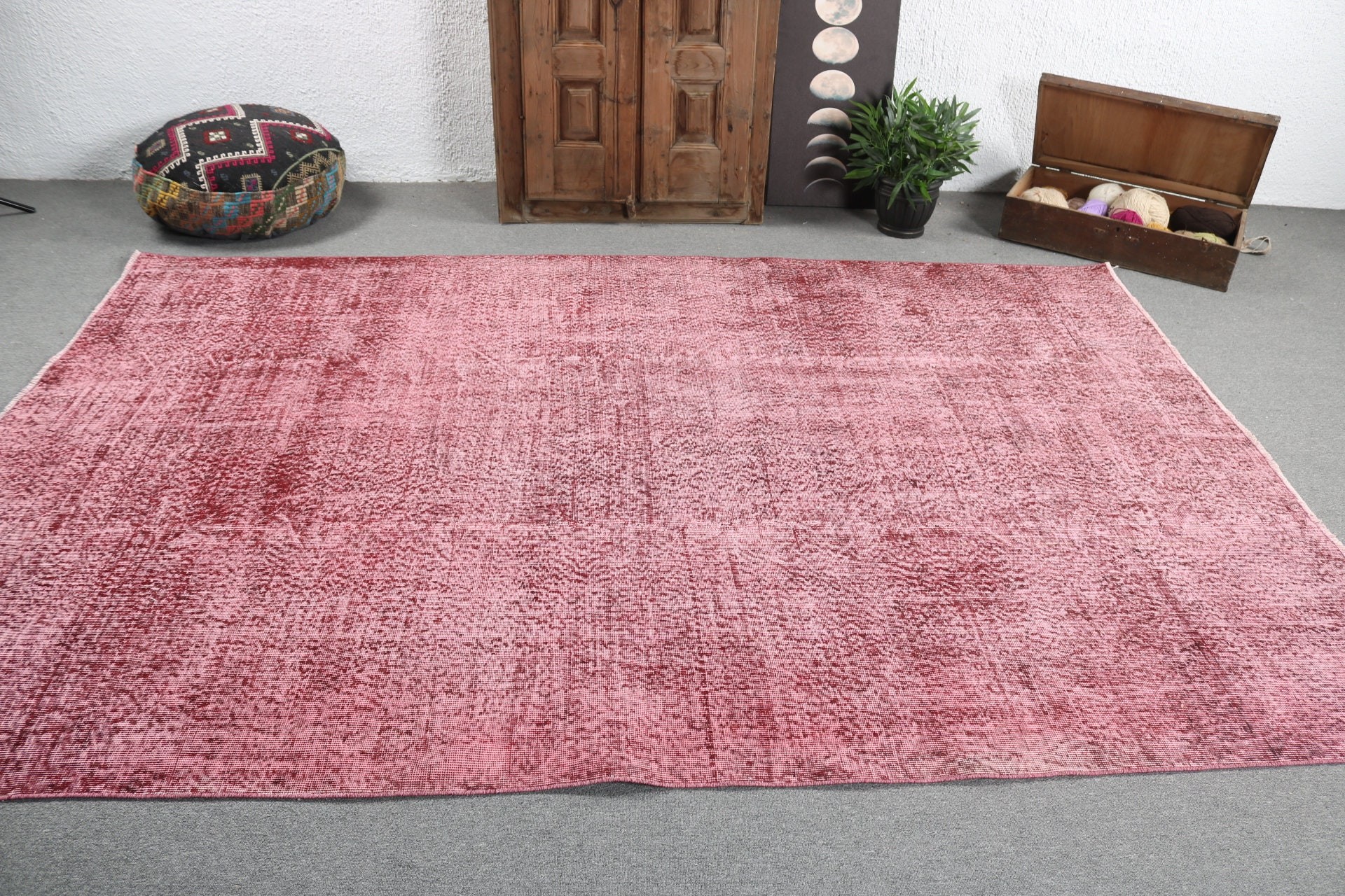 Wool Rugs, Bedroom Rugs, Pink Anatolian Rug, Dining Room Rug, Statement Rugs, Exotic Rug, 6.7x9.7 ft Large Rugs, Turkish Rugs, Vintage Rug