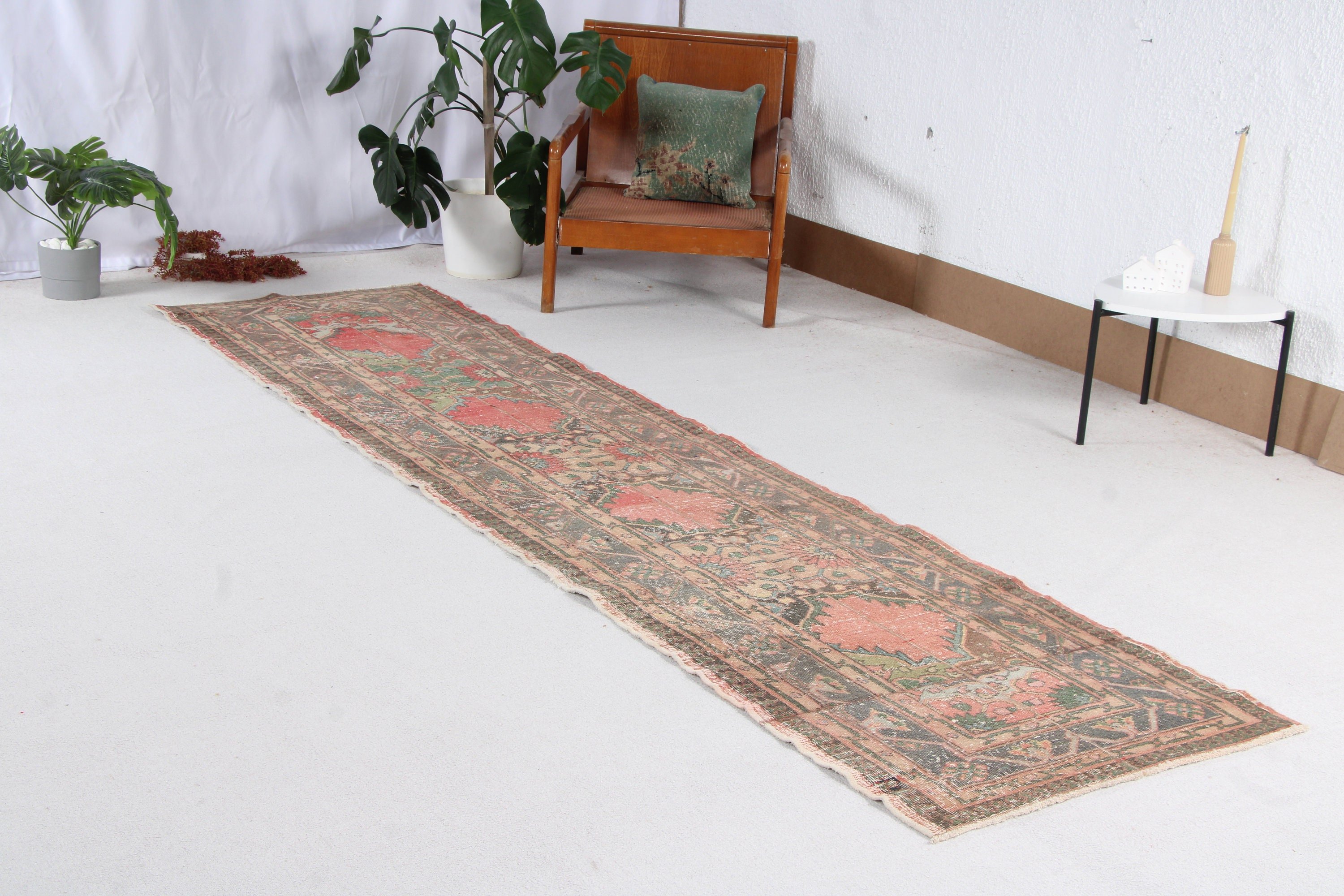 Hallway Rug, Vintage Runner Rugs, Modern Rugs, Turkish Rug, Vintage Rugs, Moroccan Rugs, 2.7x11.1 ft Runner Rugs, Red Anatolian Rugs