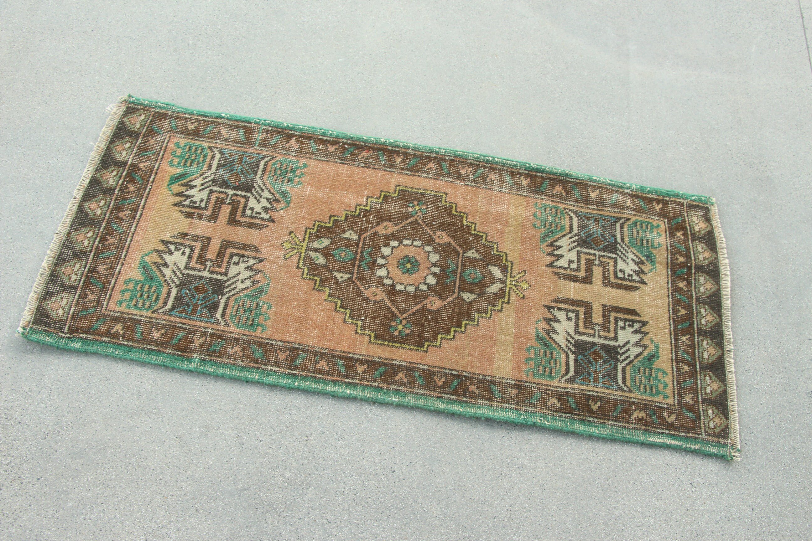 1.6x3.5 ft Küçük Halılar, Ev Dekorasyonu Halısı, Çocuk Halısı, Boho Halısı, Türk Halıları, Vintage Halılar, Küçük Alan Halısı, Oushak Halıları, Kahverengi Yatak Odası Halıları