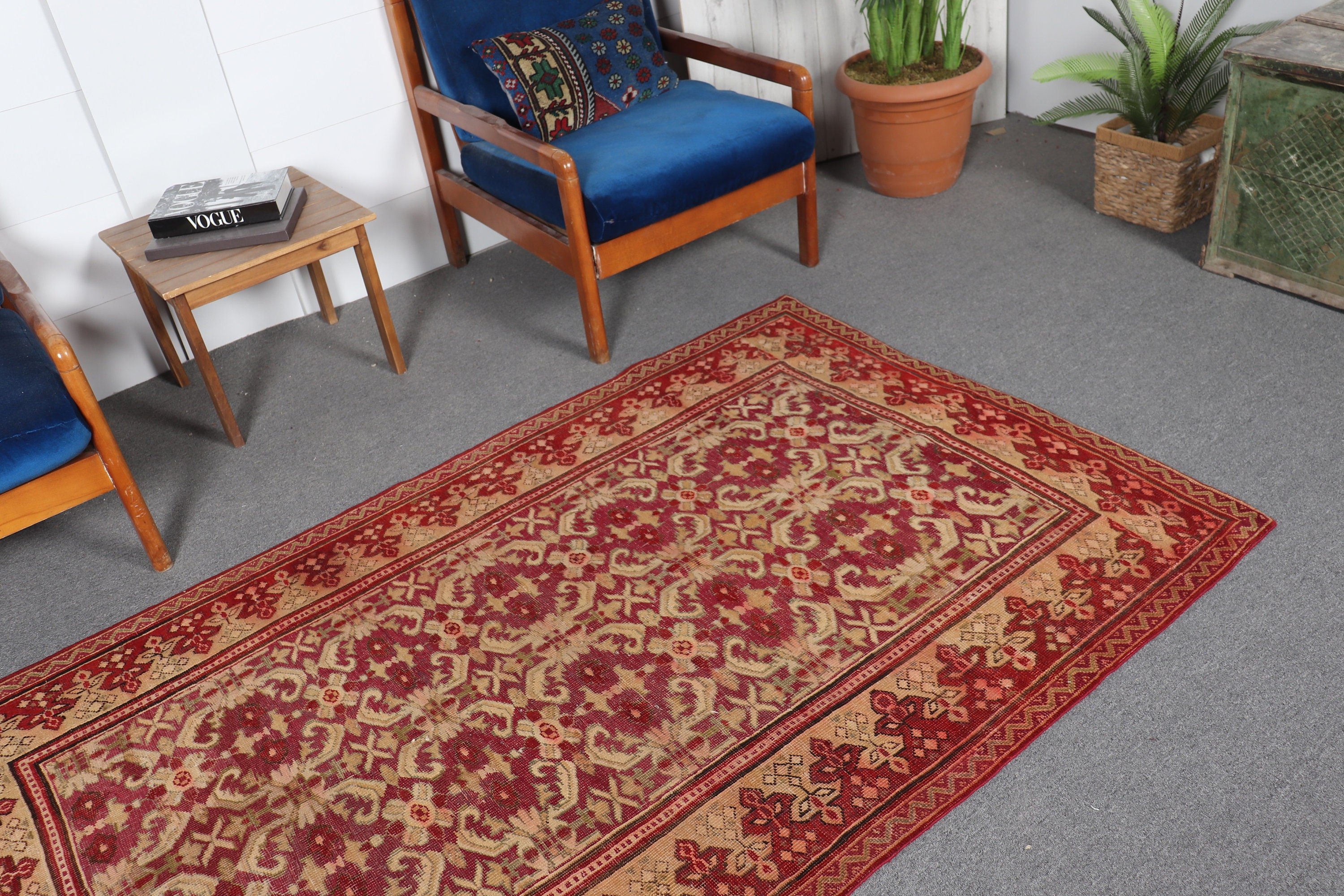 Antique Rug, Rugs for Living Room, Turkish Rug, Vintage Rugs, Living Room Rug, 4.2x6.6 ft Area Rug, Home Decor Rugs, Beige Oriental Rug