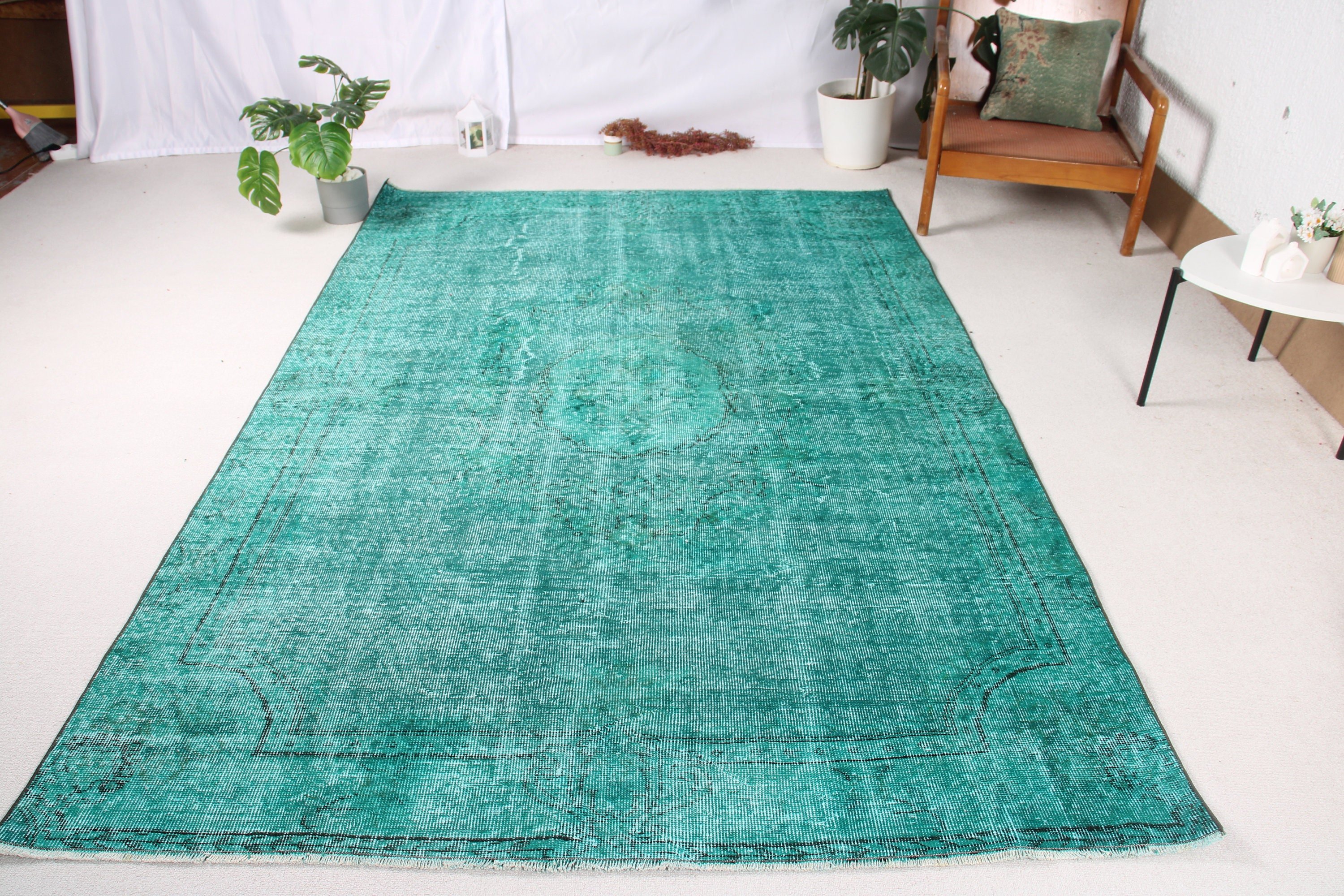 Büyük Vintage Halı, 5,8x8,7 ft Büyük Halılar, Vintage Halı, Salon Halısı, Etnik Halı, Oryantal Halı, Türk Halıları, Havalı Halılar, Mavi Nötr Halılar