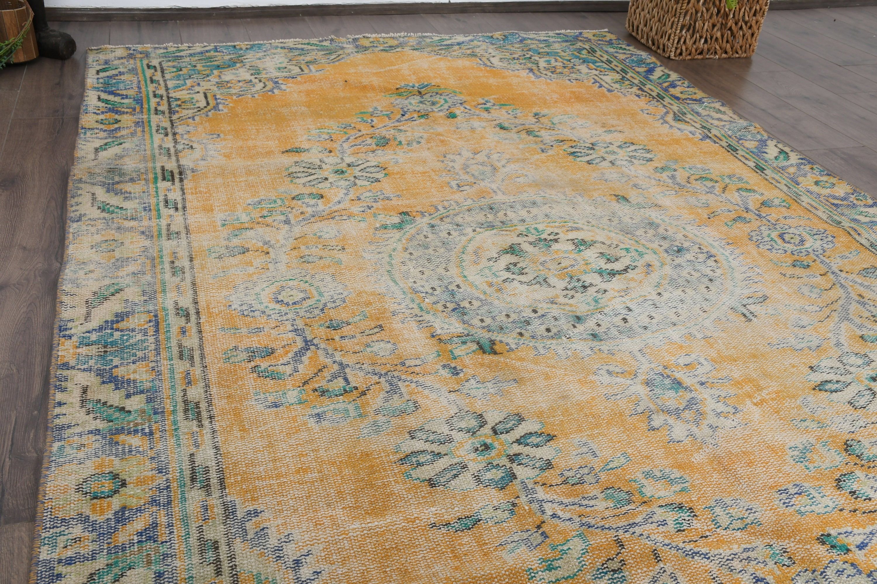 Turkish Rug, Moroccan Rug, Yellow Antique Rug, Anatolian Rugs, Dorm Rug, 5.2x8.5 ft Large Rug, Bedroom Rugs, Living Room Rug, Vintage Rug