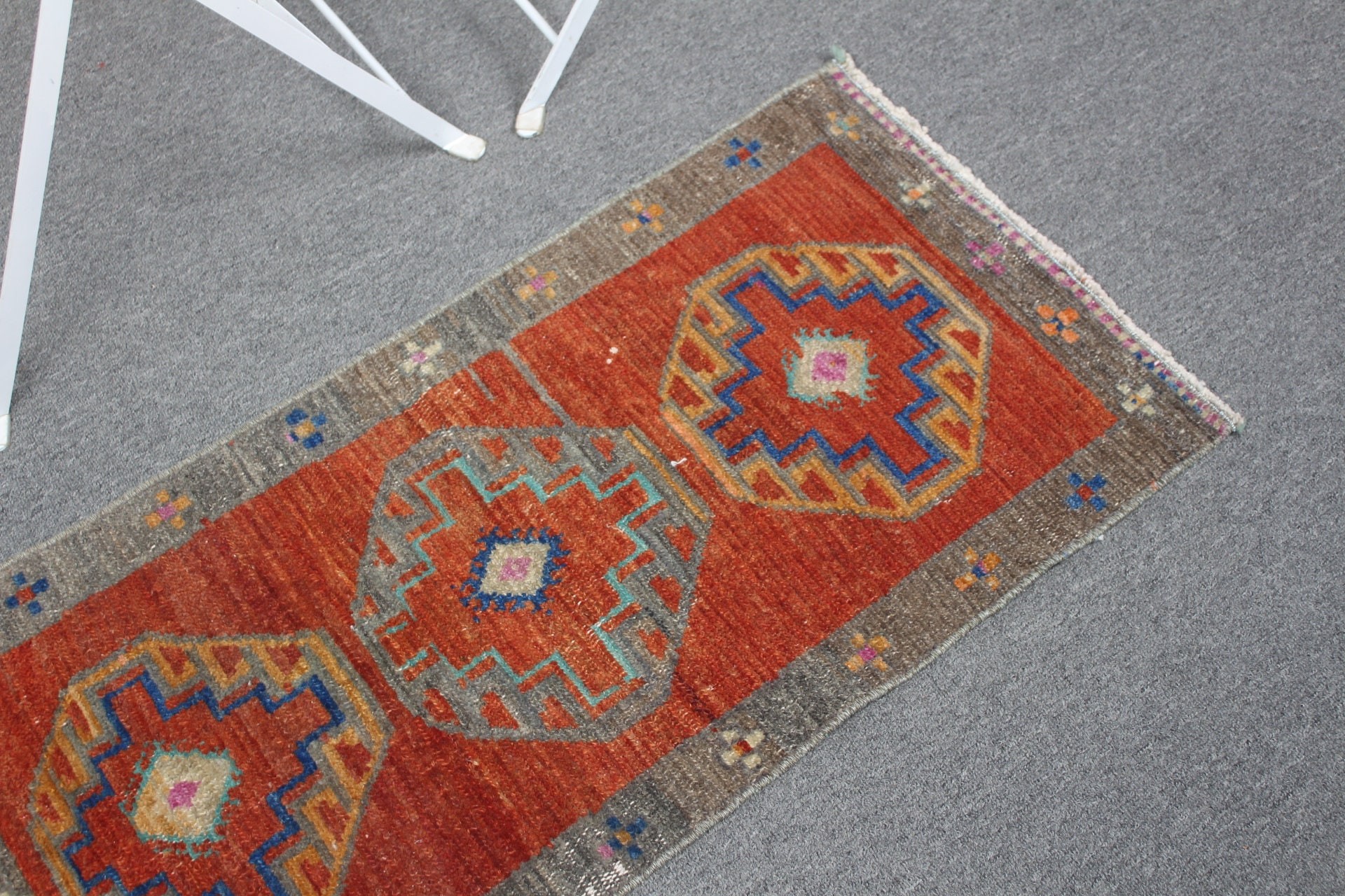 Wall Hanging Rug, Vintage Rug, Turkish Rugs, Anatolian Rug, Red Wool Rug, Bedroom Rug, Bathroom Rug, 1.5x3 ft Small Rugs, Abstract Rugs