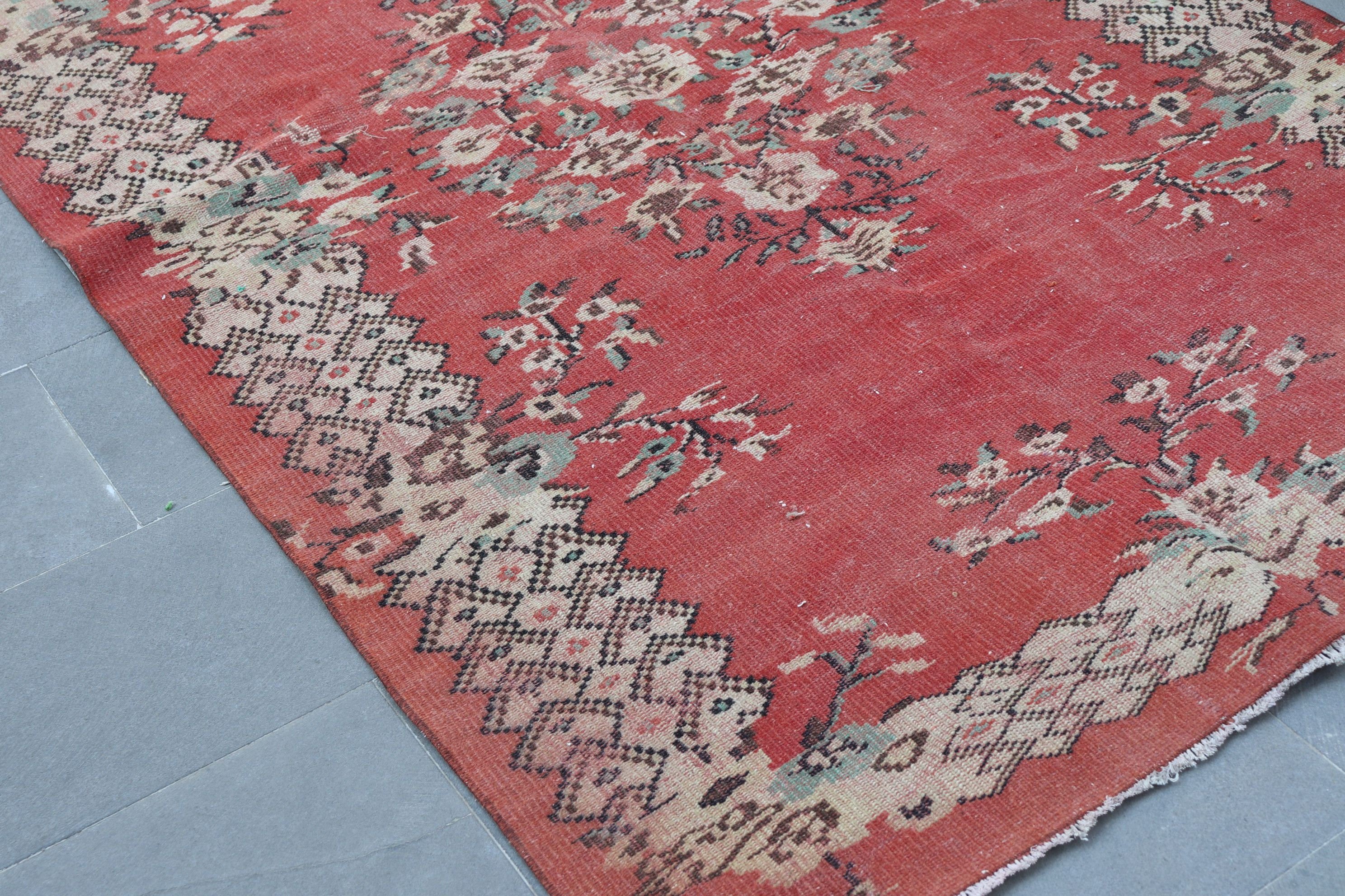 Antique Rugs, Floor Rugs, Rugs for Area, 4.7x7.9 ft Area Rugs, Red Anatolian Rugs, Turkish Rug, Vintage Rugs, Dining Room Rugs, Retro Rug