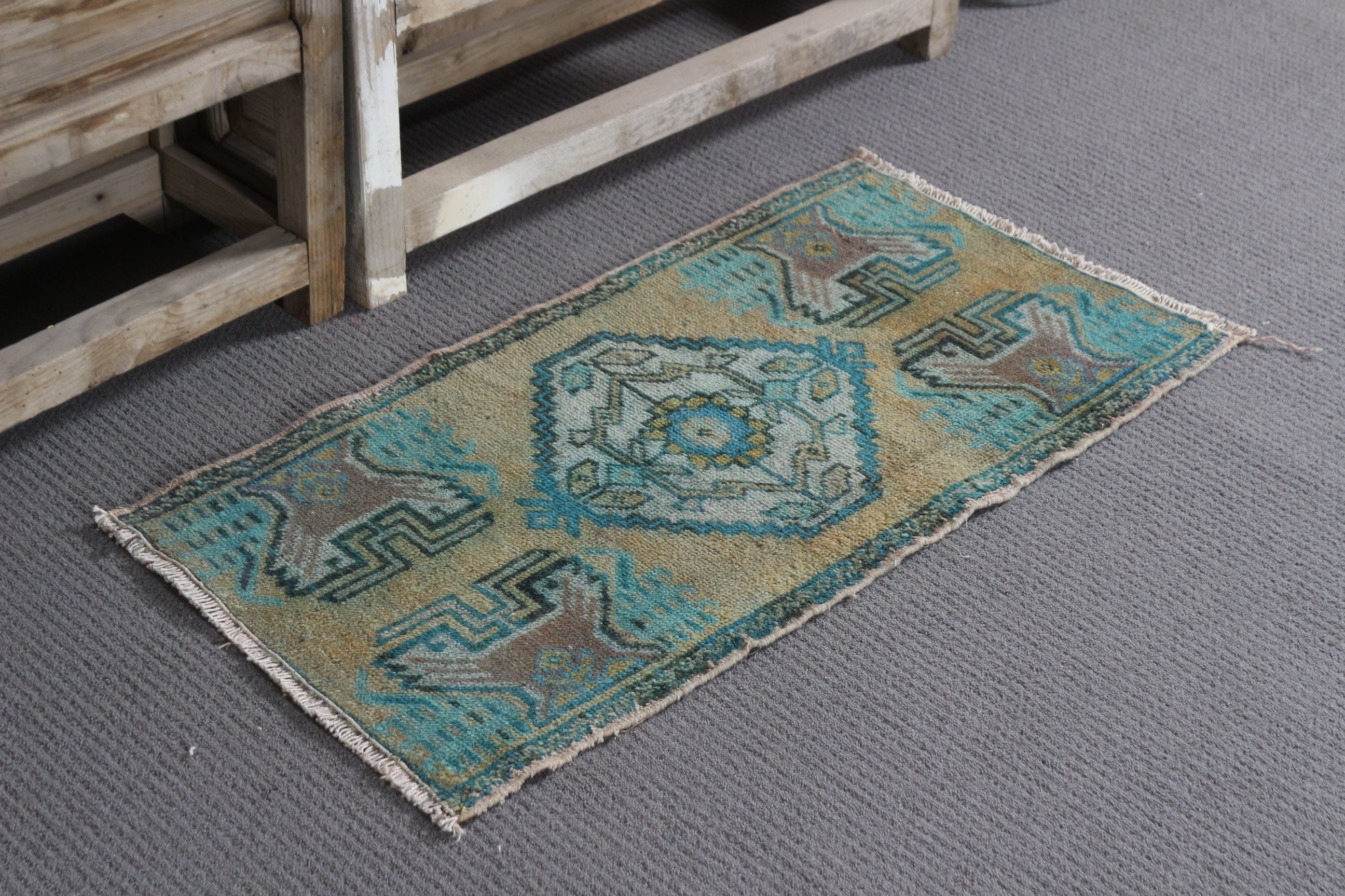 Rugs for Bath, Vintage Rugs, Wall Hanging Rug, Blue Wool Rug, Bath Rug, Moroccan Rug, Turkish Rug, 1.5x2.9 ft Small Rug, Cool Rugs, Art Rug