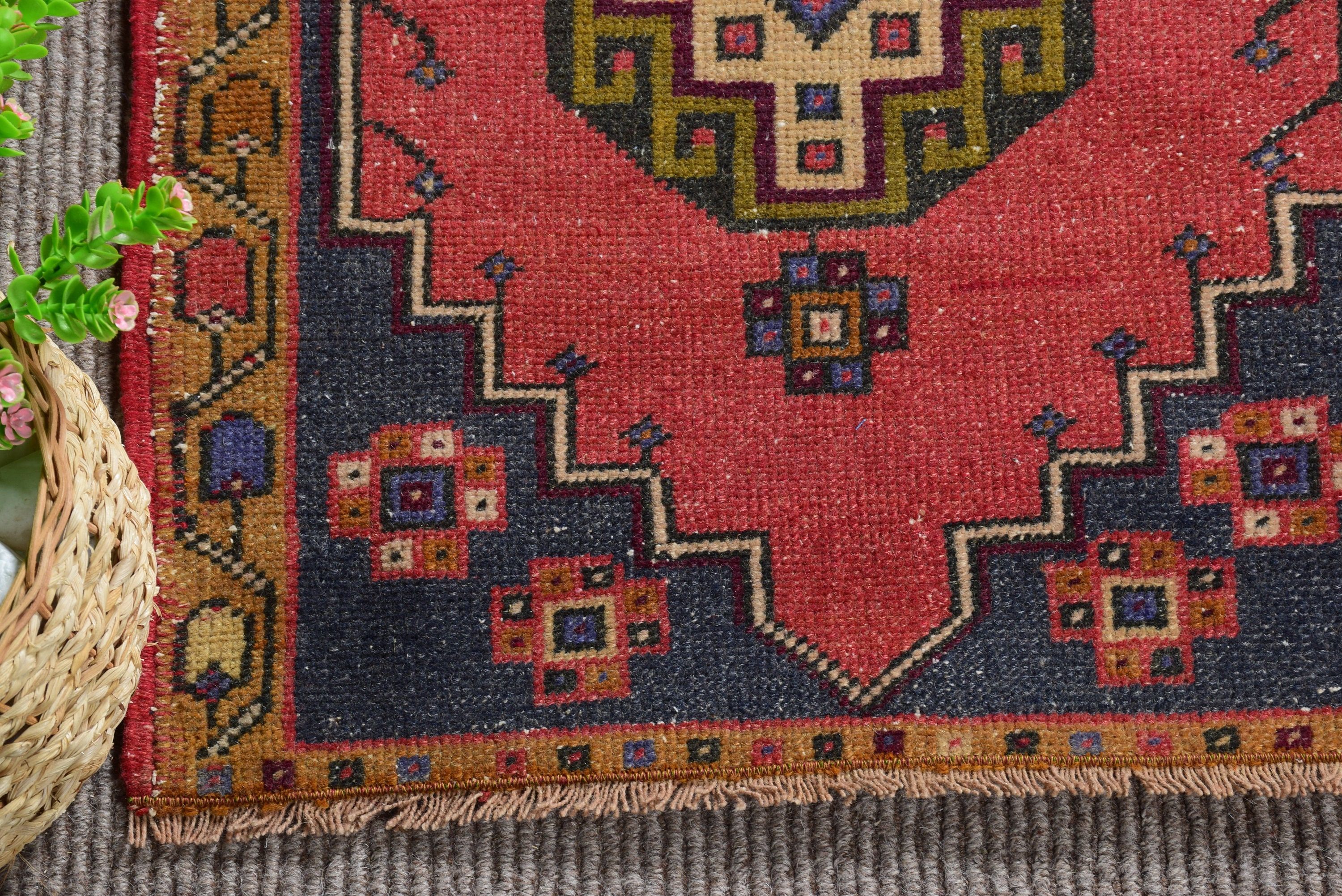 Door Mat Rugs, Anatolian Rug, Oriental Rugs, Pastel Rugs, Vintage Rugs, Red  1.9x3.2 ft Small Rugs, Turkish Rug, Bath Rugs