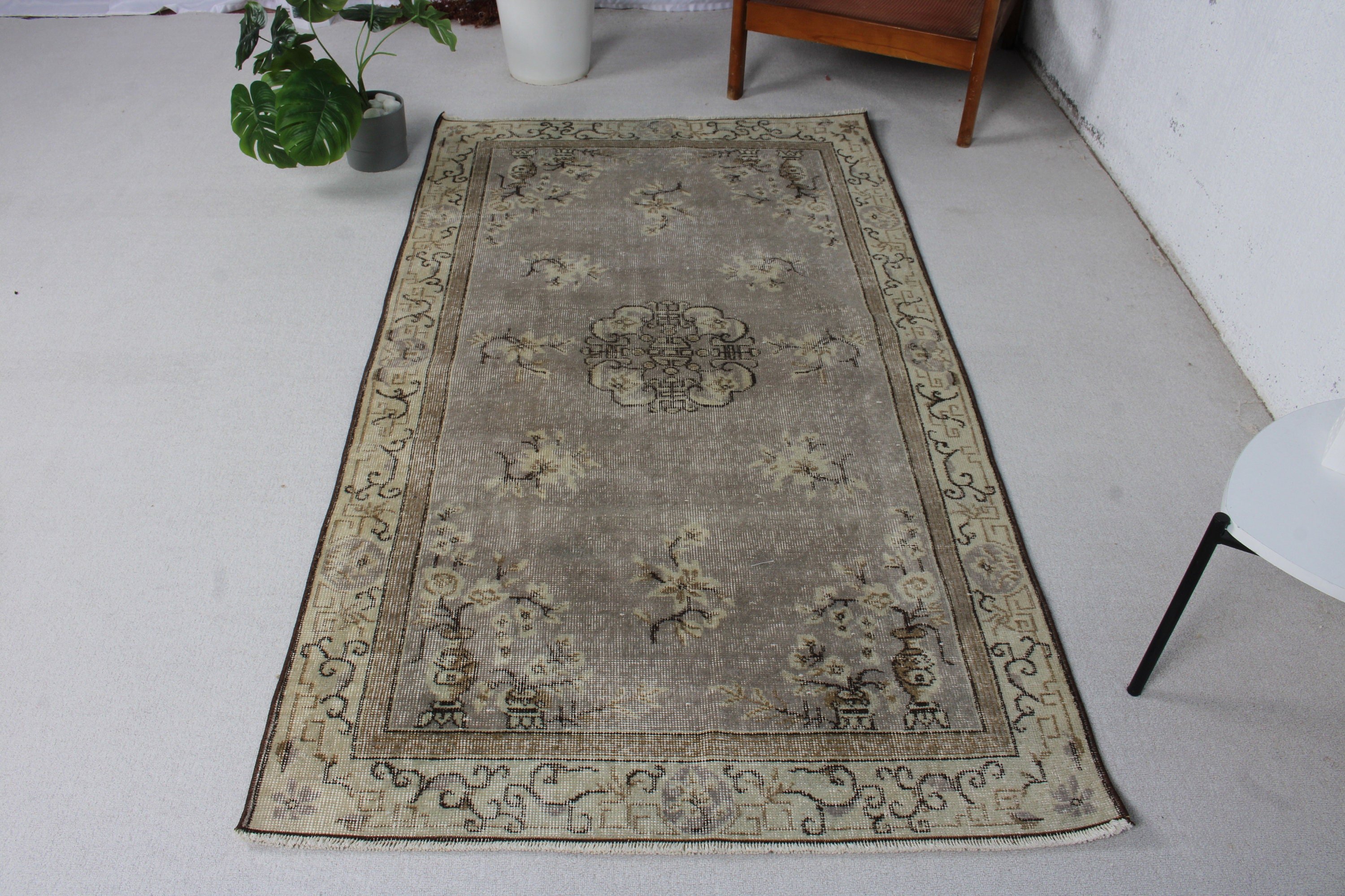 Boho Bölgesi Halıları, Türk Halıları, Lüks Halı, Yer Halısı, Vintage Halı, Yatak Odası Halıları, 3,7x6,6 ft Alan Halısı, Bej Nötr Halı, Fas Halıları