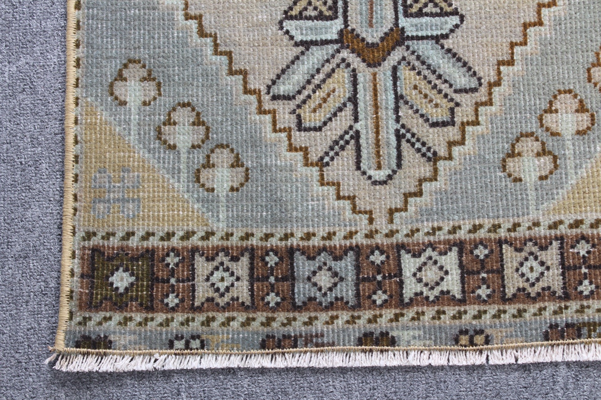 Eskitilmiş Halılar, Vintage Halı, Oryantal Halı, Yatak Odası Halıları, Yeşil 1.4x3.1 ft Küçük Halılar, Türk Halıları, Araba Paspas Halıları, Banyo Halıları