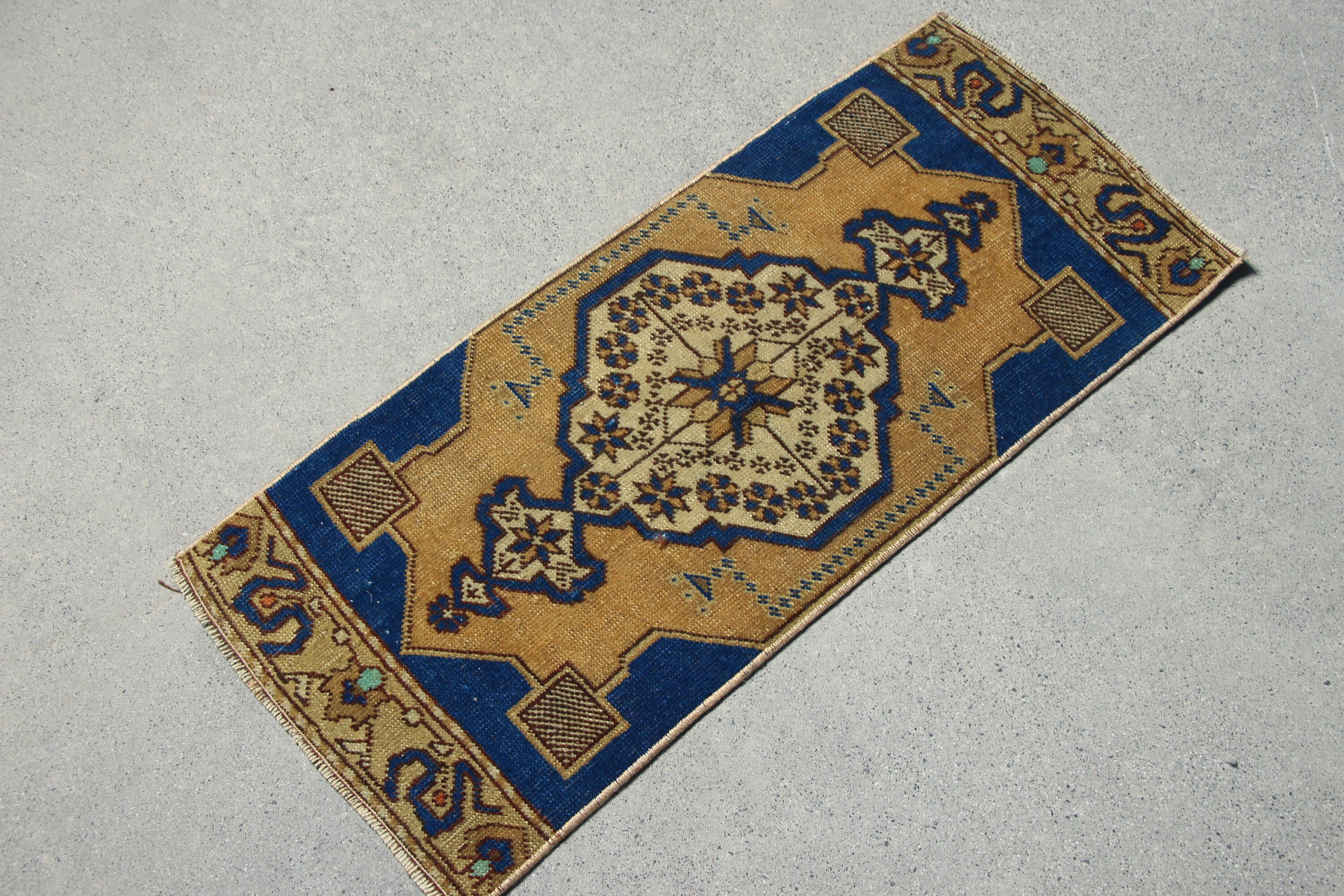 Kitchen Rug, Turkish Rug, Rugs for Bedroom, Vintage Rug, 1.2x2.7 ft Small Rug, Nursery Rugs, Yellow Cool Rug, Floor Rugs