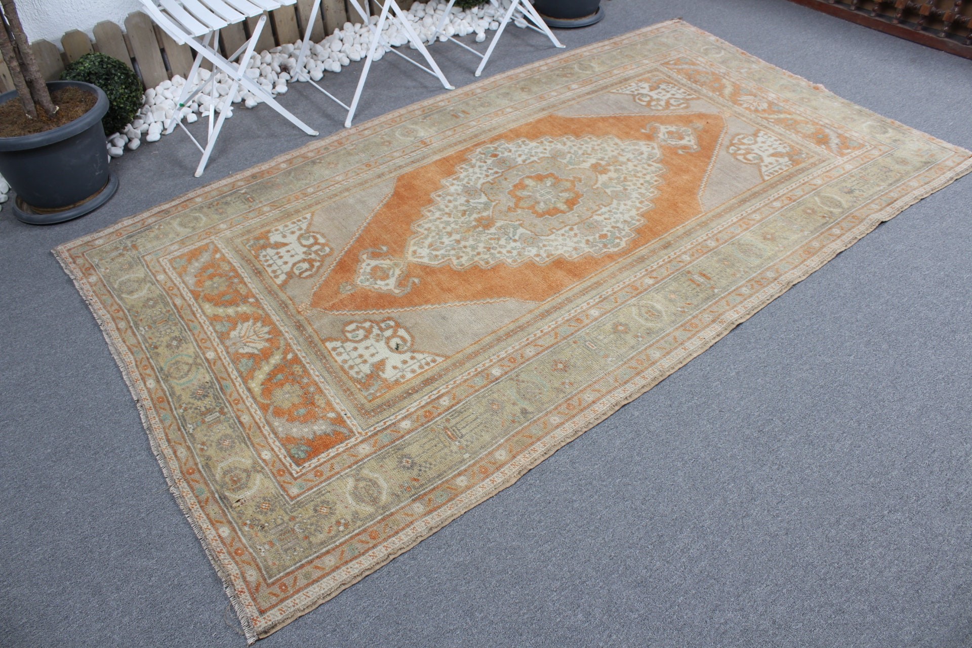 Vintage Rugs, Orange Kitchen Rug, Turkish Rug, Cool Rug, Rugs for Bedroom, Bedroom Rug, Salon Rugs, 4.8x8.4 ft Large Rugs, Floor Rug