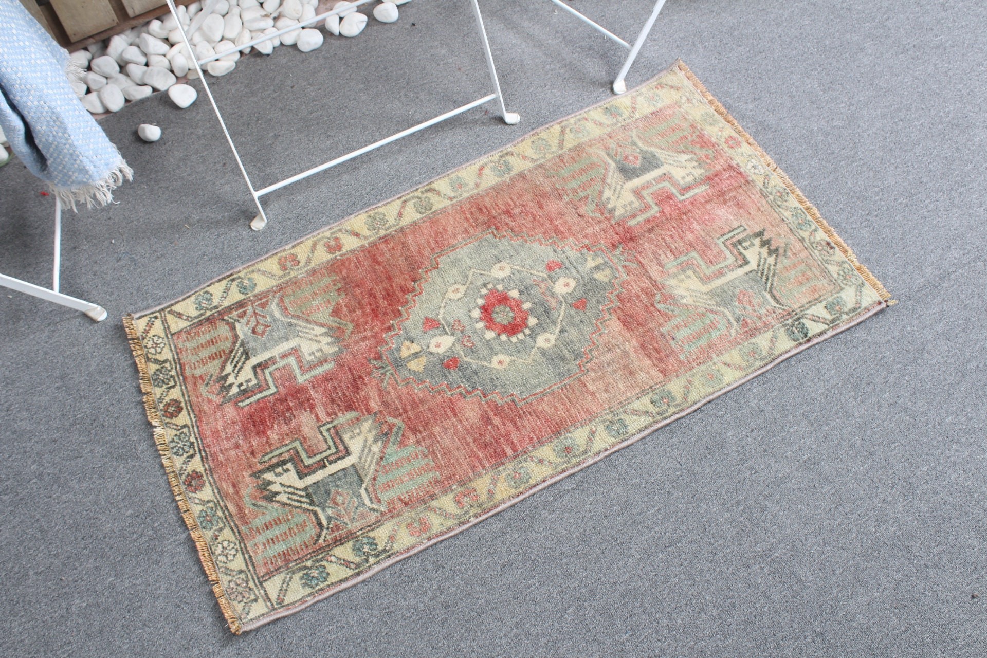 1.7x3.3 ft Small Rug, Rugs for Entry, Turkish Rug, Entry Rug, Vintage Rugs, Oriental Rug, Kitchen Rug, Red Oriental Rug