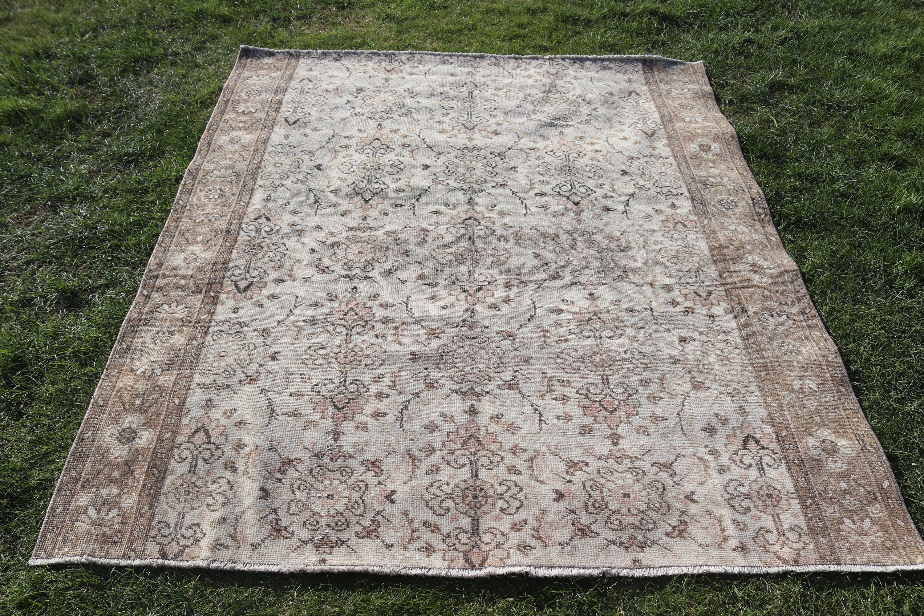 Düz Dokuma Halılar, Açıklama Halısı, 5.4x6.3 ft Alan Halısı, Yemek Odası Halıları, Bej Açıklama Halıları, Oturma Odası Halıları, Vintage Halı, Türk Halıları