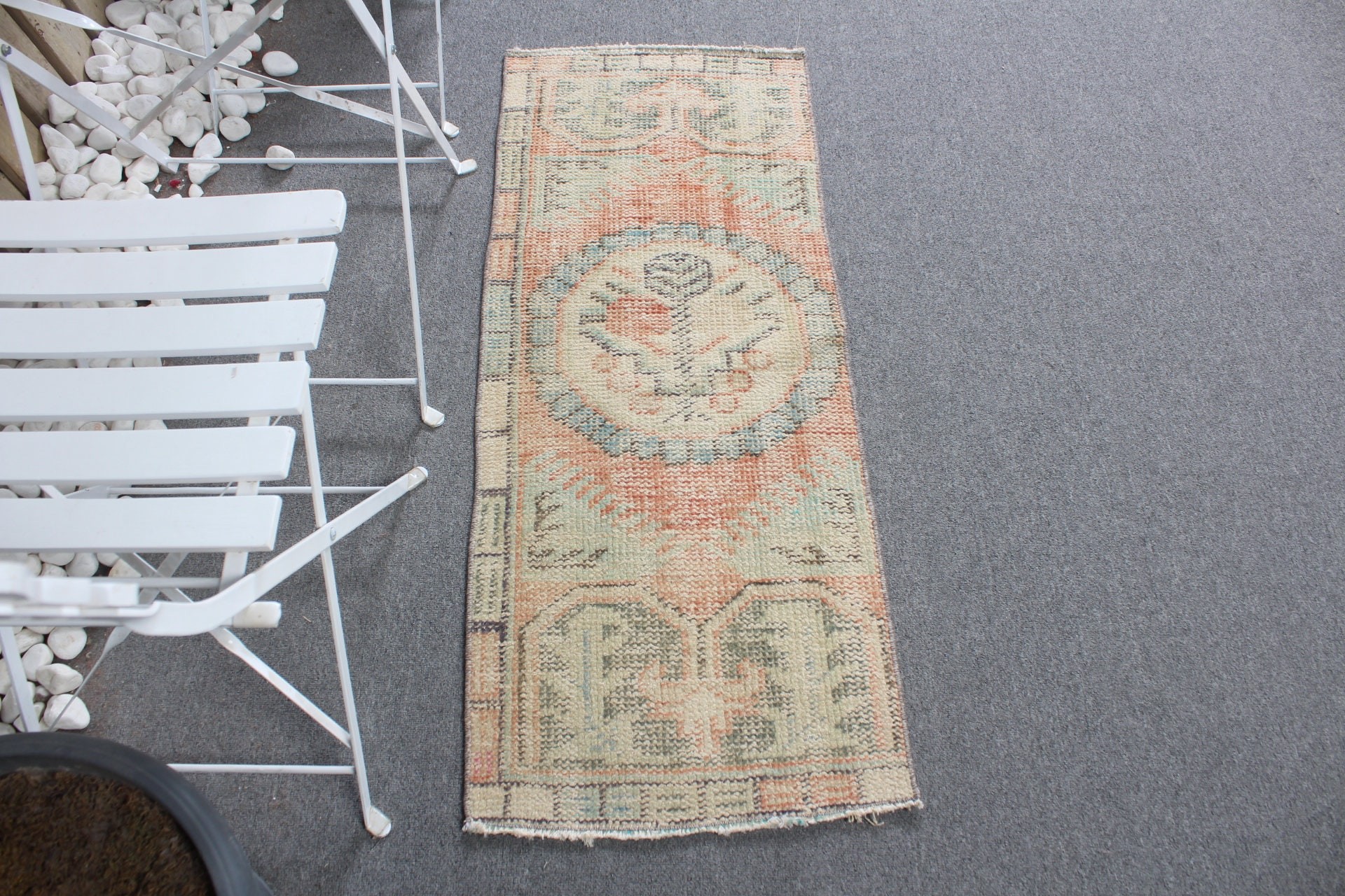 Yer Halıları, 1.6x3.9 ft Küçük Halı, Türk Halısı, Turuncu Soğuk Halı, Banyo Halısı, Eski Halı, Soğuk Halı, Banyo Halıları, Vintage Halılar, Yatak Odası Halıları